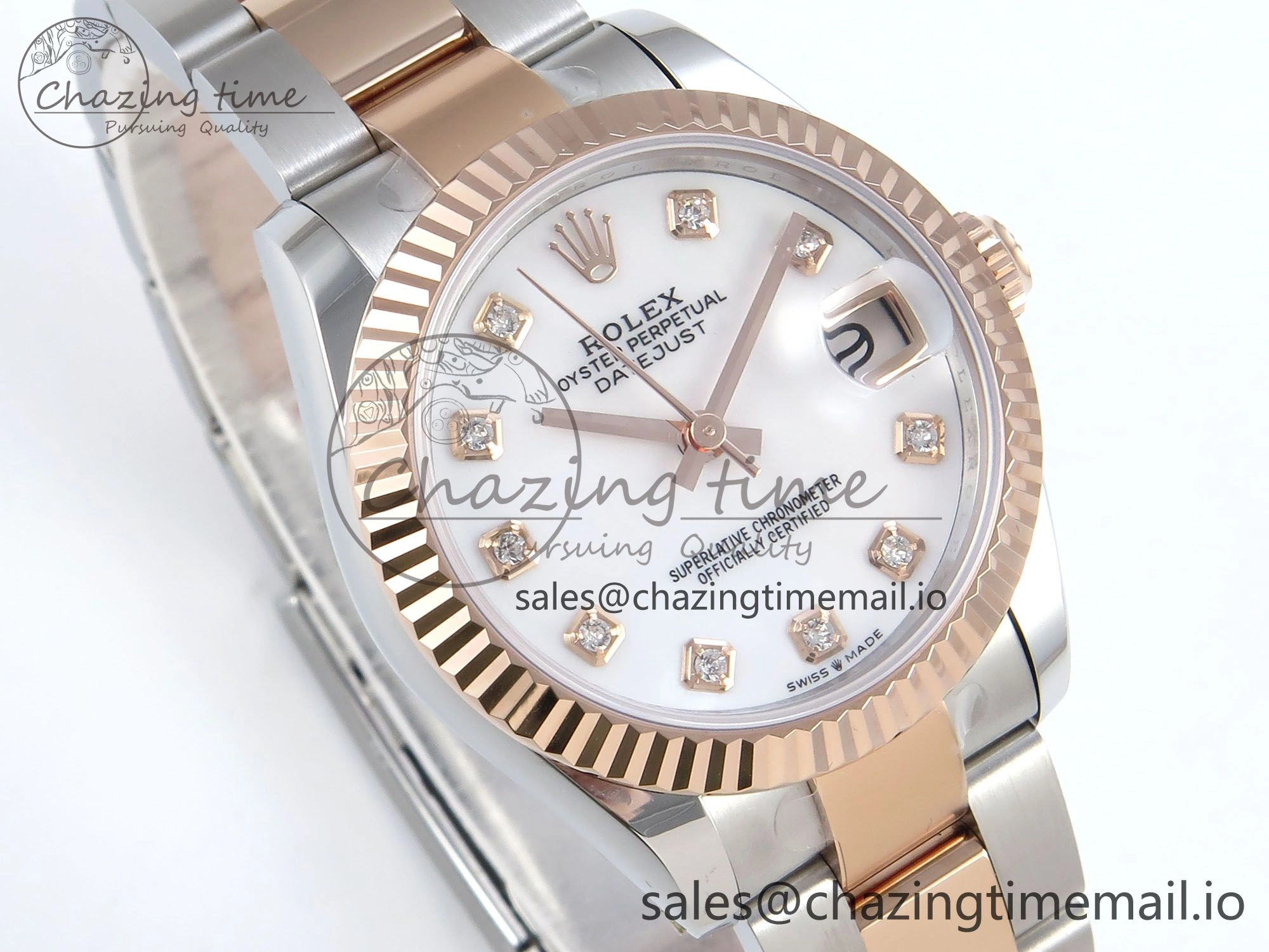 DateJust 31 278271 ARF 1:1 Best Edition 904L Steel White MOP Diamonds Dial on SS RG Oyster Bracelet ETA 2688