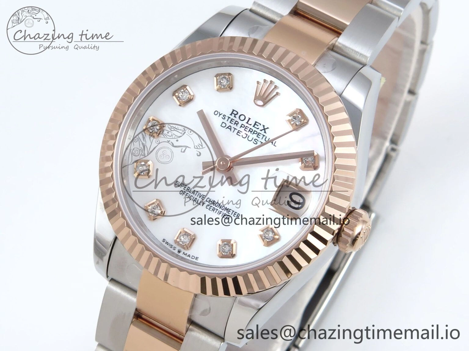 DateJust 31 278271 ARF 1:1 Best Edition 904L Steel White MOP Diamonds Dial on SS RG Oyster Bracelet ETA 2688