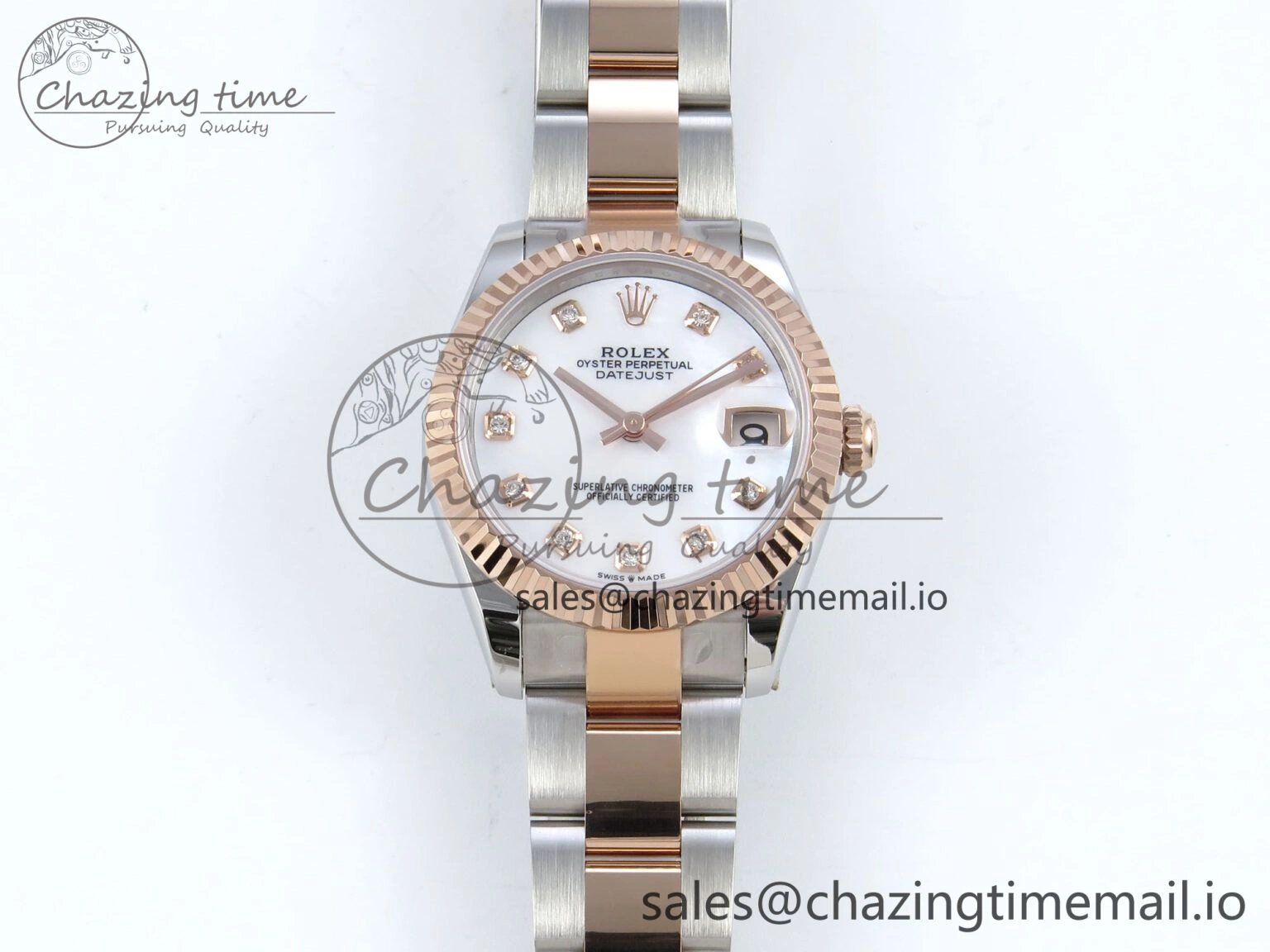 DateJust 31 278271 ARF 1:1 Best Edition 904L Steel White MOP Diamonds Dial on SS RG Oyster Bracelet ETA 2688