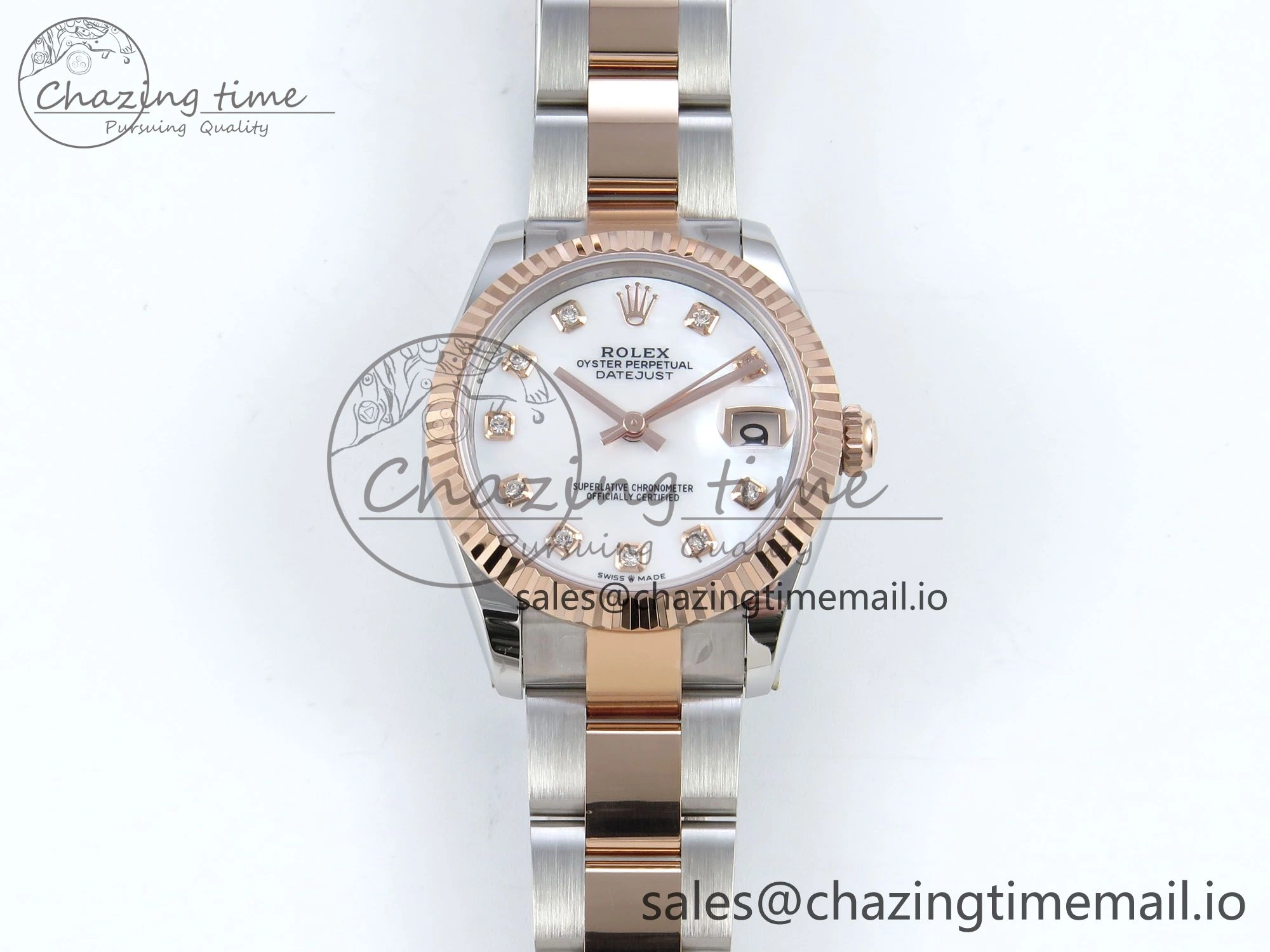 DateJust 31 278271 ARF 1:1 Best Edition 904L Steel White MOP Diamonds Dial on SS RG Oyster Bracelet ETA 2688