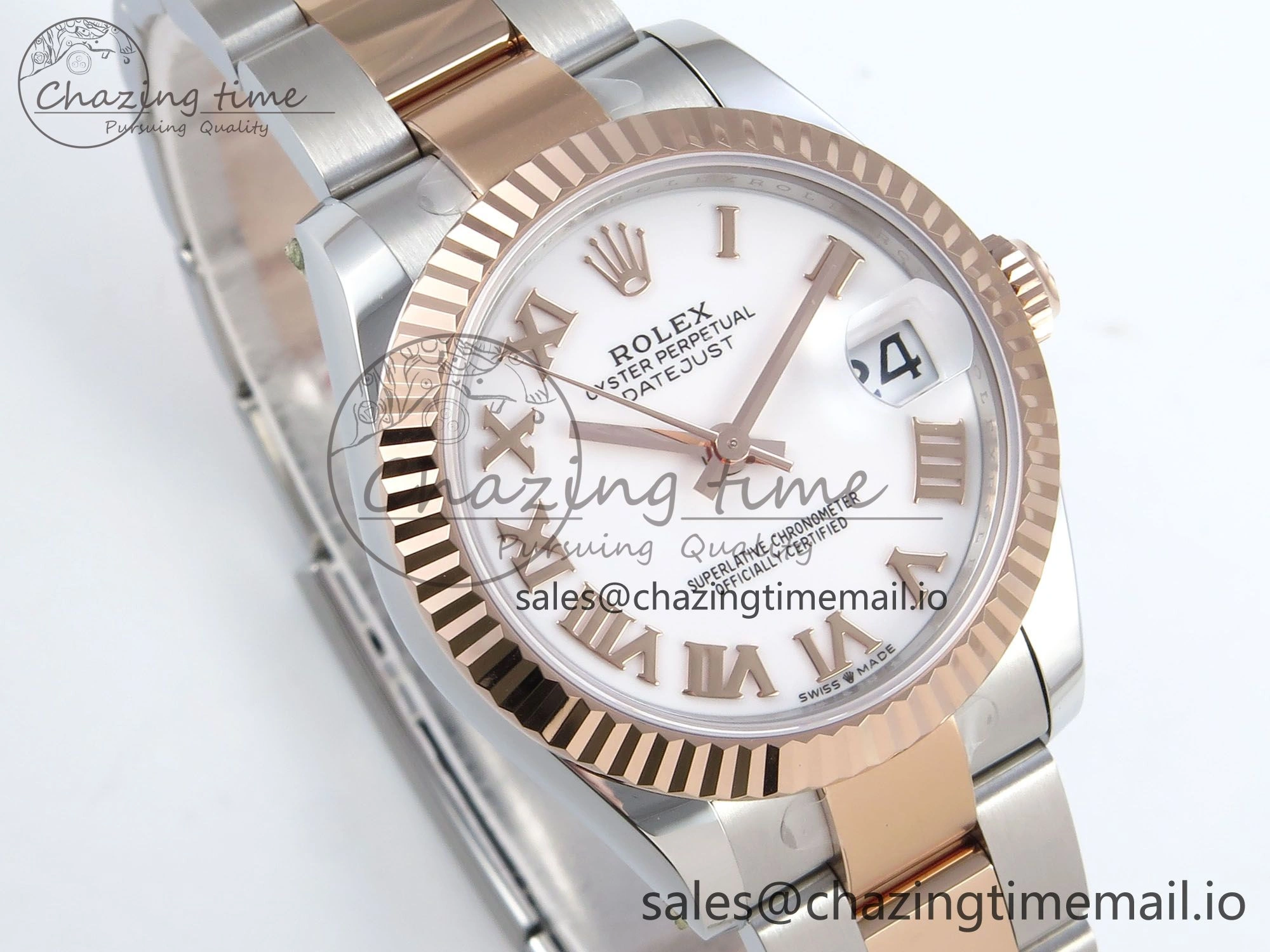 DateJust 31 278271 ARF 1:1 Best Edition 904L Steel White Roman Dial on SS RG Oyster Bracelet ETA 2688