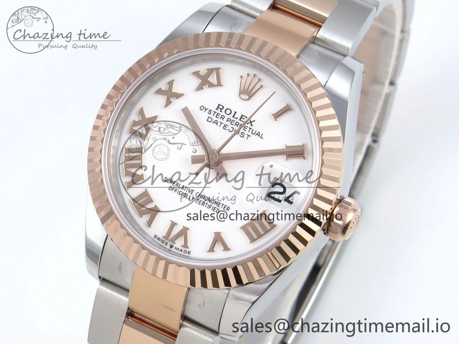 DateJust 31 278271 ARF 1:1 Best Edition 904L Steel White Roman Dial on SS RG Oyster Bracelet ETA 2688