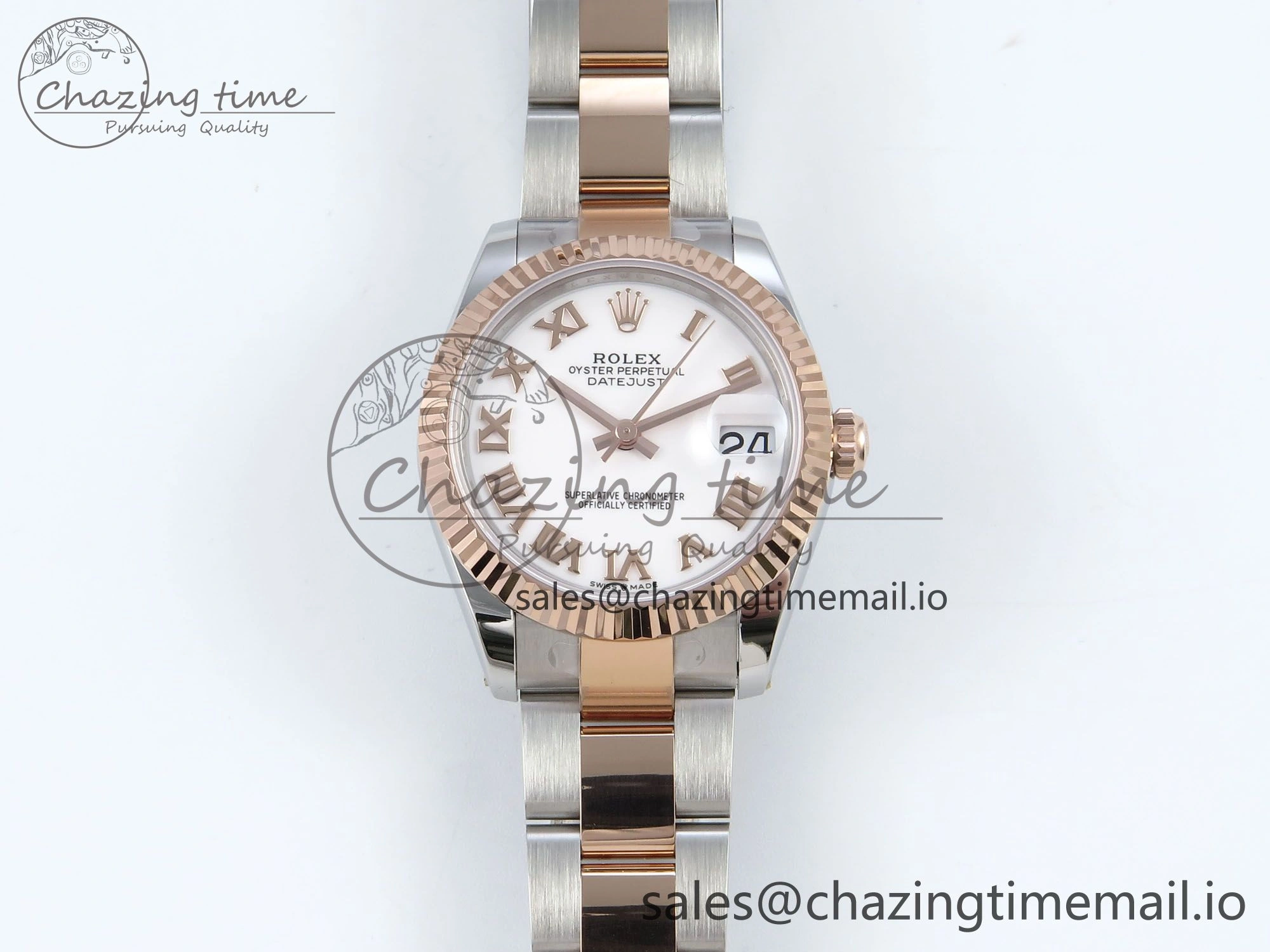 DateJust 31 278271 ARF 1:1 Best Edition 904L Steel White Roman Dial on SS RG Oyster Bracelet ETA 2688