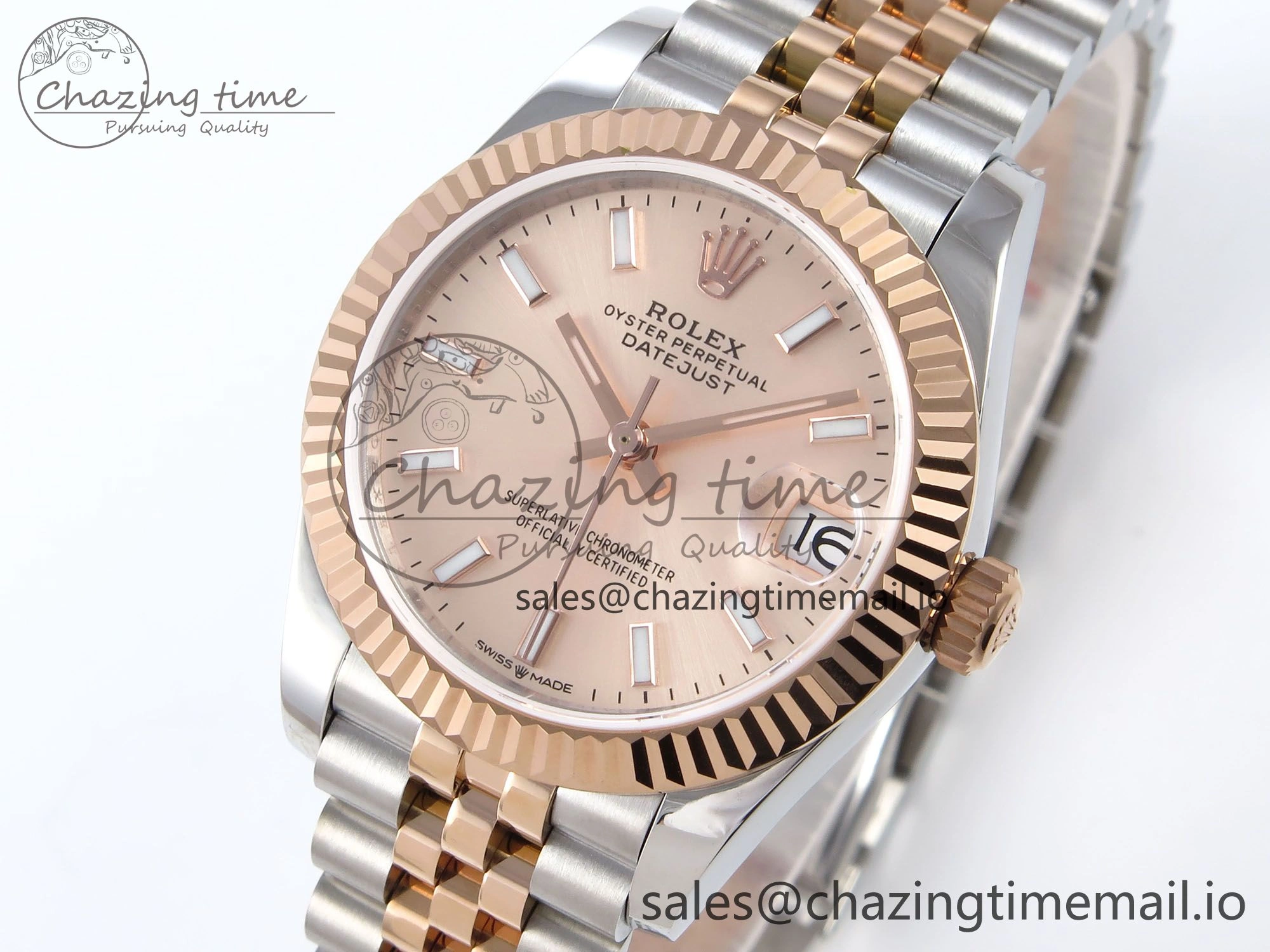 DateJust 31 278271 JARF 1:1 Best Edition 904L Steel RG Stick Dial on SS RG Jubilee Bracelet HZ2236