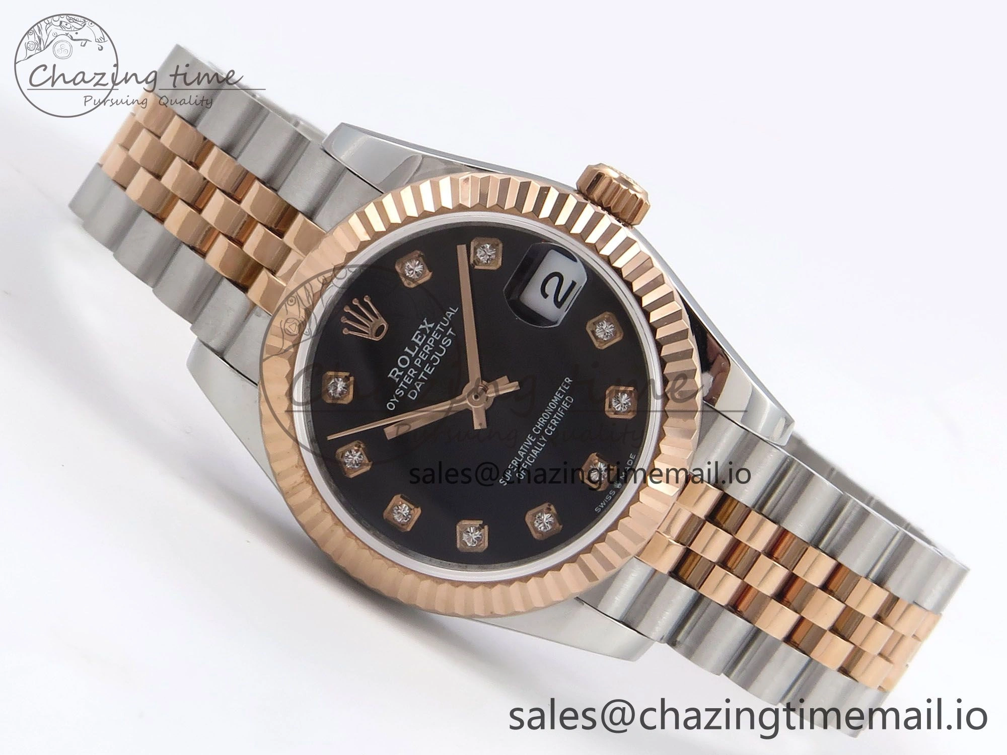 DateJust 31 278271 SS RG GMF 1:1 Best Edition 904L Steel Black Diamonds Dial on Jubilee Bracelet A2824