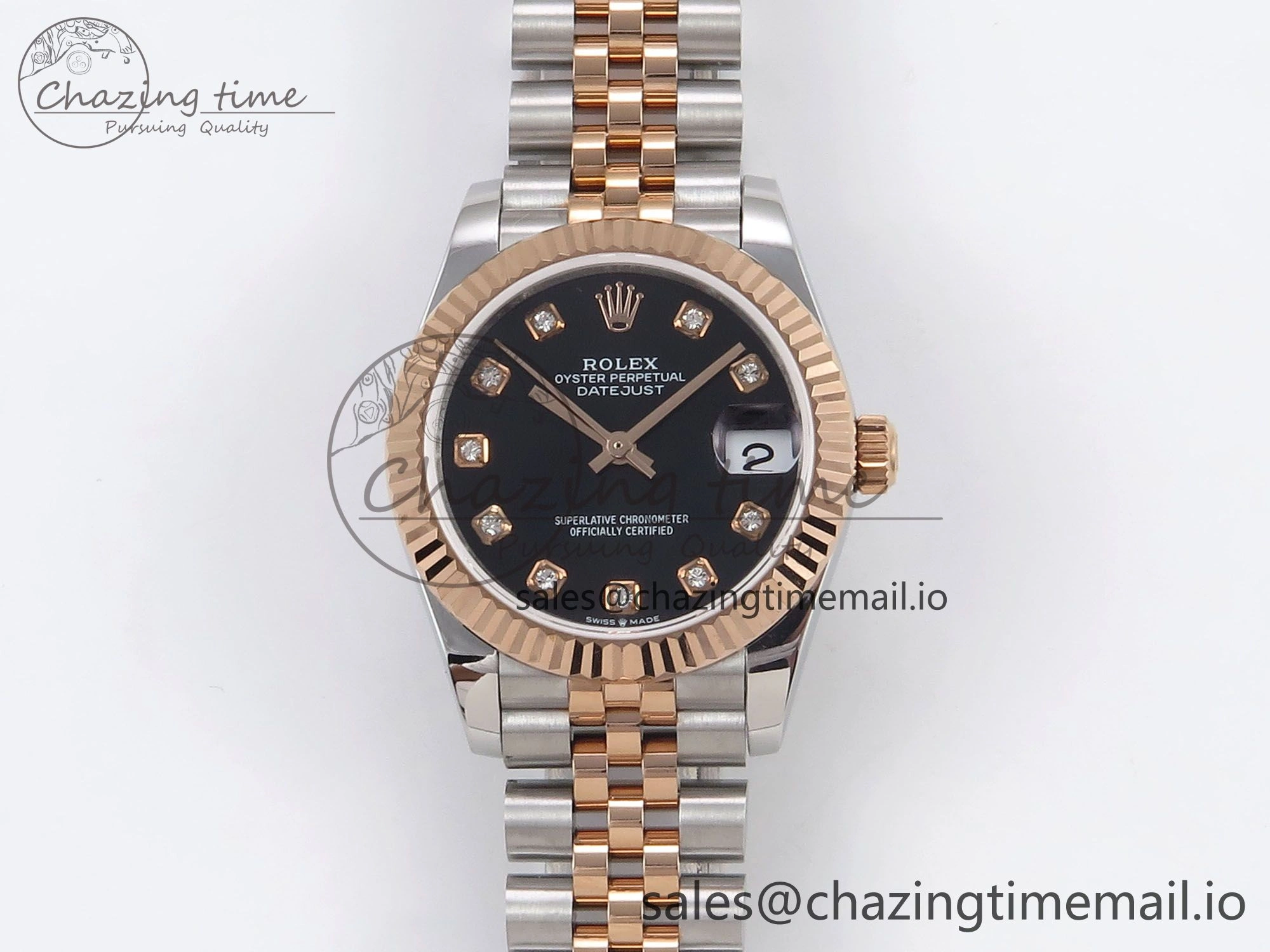 DateJust 31 278271 SS RG GMF 1:1 Best Edition 904L Steel Black Diamonds Dial on Jubilee Bracelet A2824