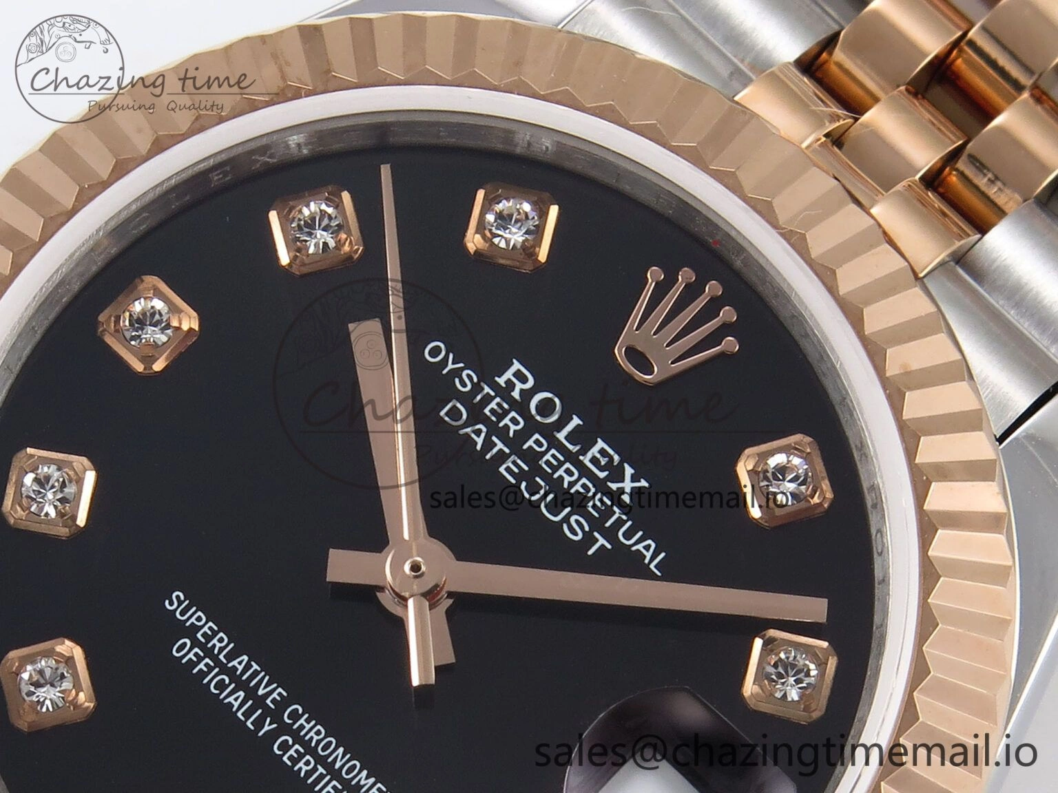DateJust 31 278271 SS RG GMF 1:1 Best Edition 904L Steel Black Diamonds Dial on Jubilee Bracelet A2824