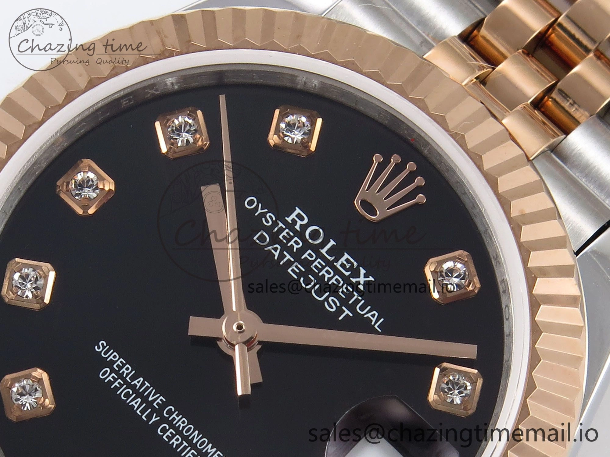 DateJust 31 278271 SS RG GMF 1:1 Best Edition 904L Steel Black Diamonds Dial on Jubilee Bracelet A2824