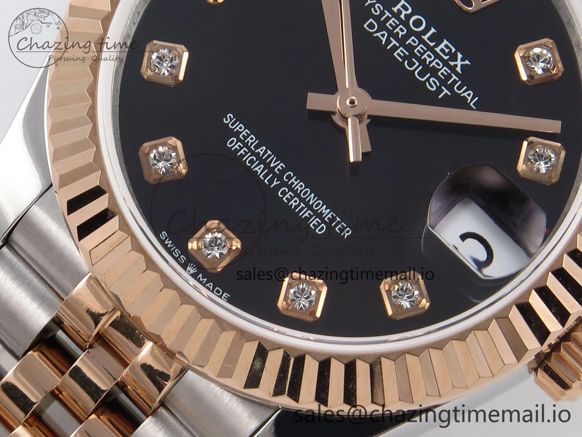 DateJust 31 278271 SS RG GMF 1:1 Best Edition 904L Steel Black Diamonds Dial on Jubilee Bracelet A2824