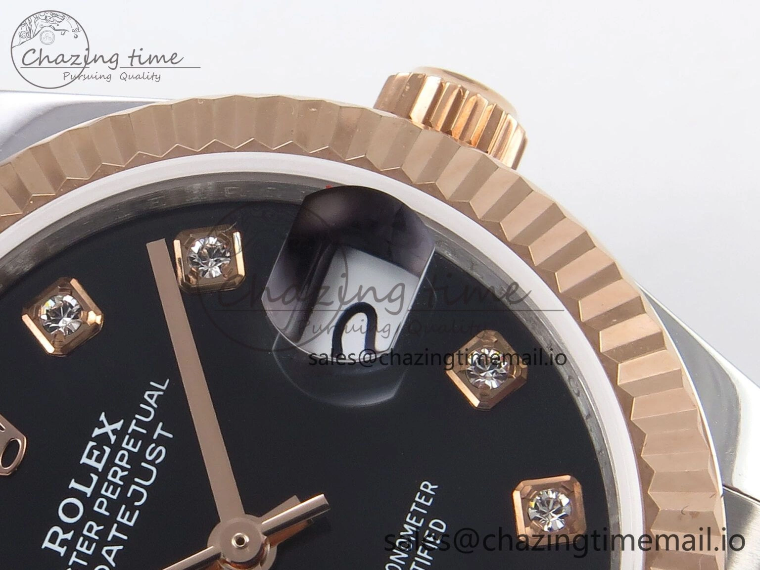 DateJust 31 278271 SS RG GMF 1:1 Best Edition 904L Steel Black Diamonds Dial on Jubilee Bracelet A2824
