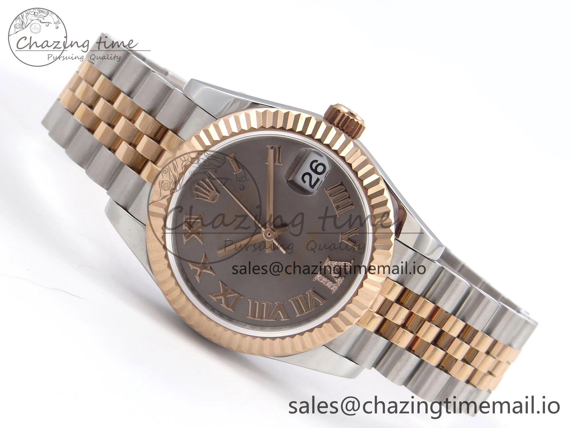 DateJust 31 278271 SS RG GMF 1:1 Best Edition 904L Steel Gray Roman Diamonds Dial on Jubilee Bracelet A2824
