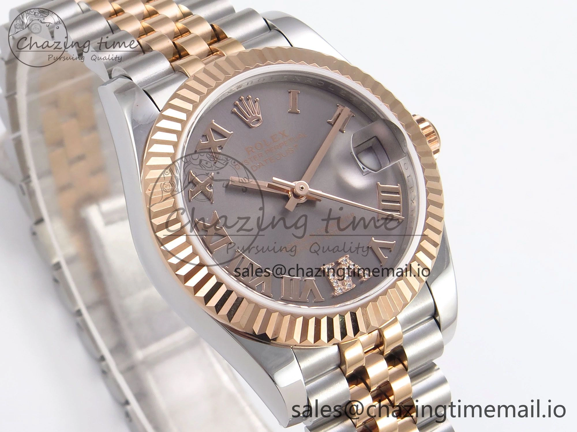 DateJust 31 278271 SS RG GMF 1:1 Best Edition 904L Steel Gray Roman Diamonds Dial on Jubilee Bracelet A2824