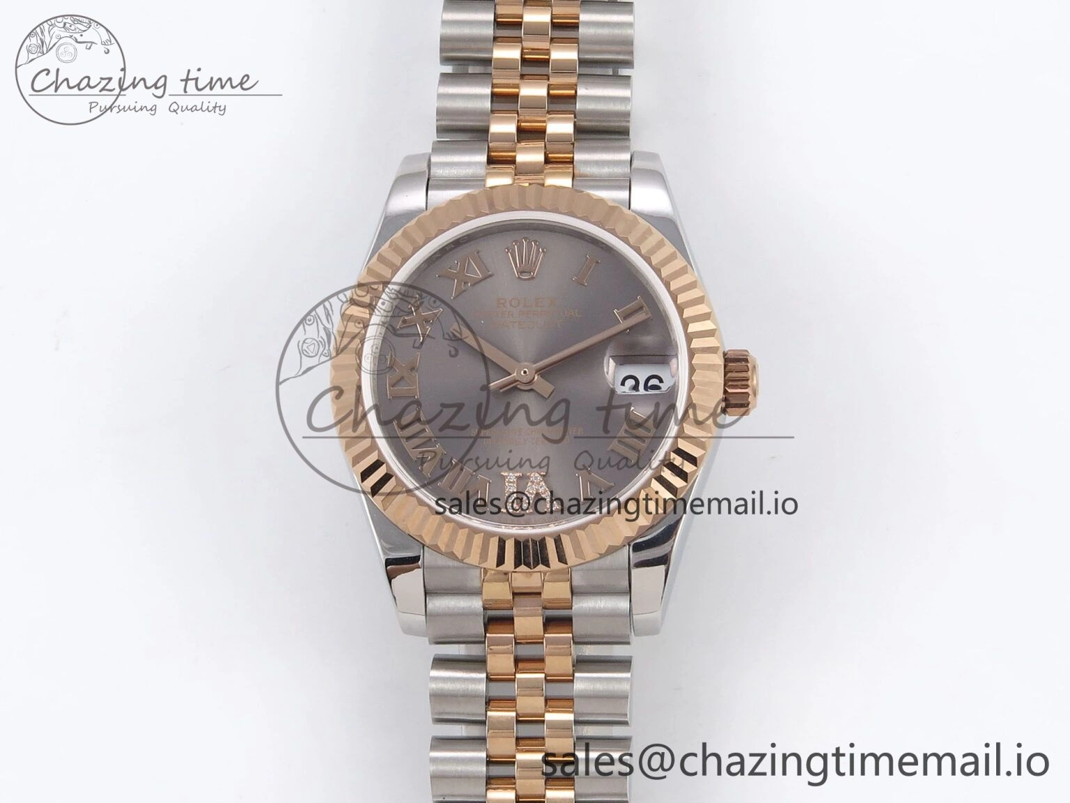 DateJust 31 278271 SS RG GMF 1:1 Best Edition 904L Steel Gray Roman Diamonds Dial on Jubilee Bracelet A2824