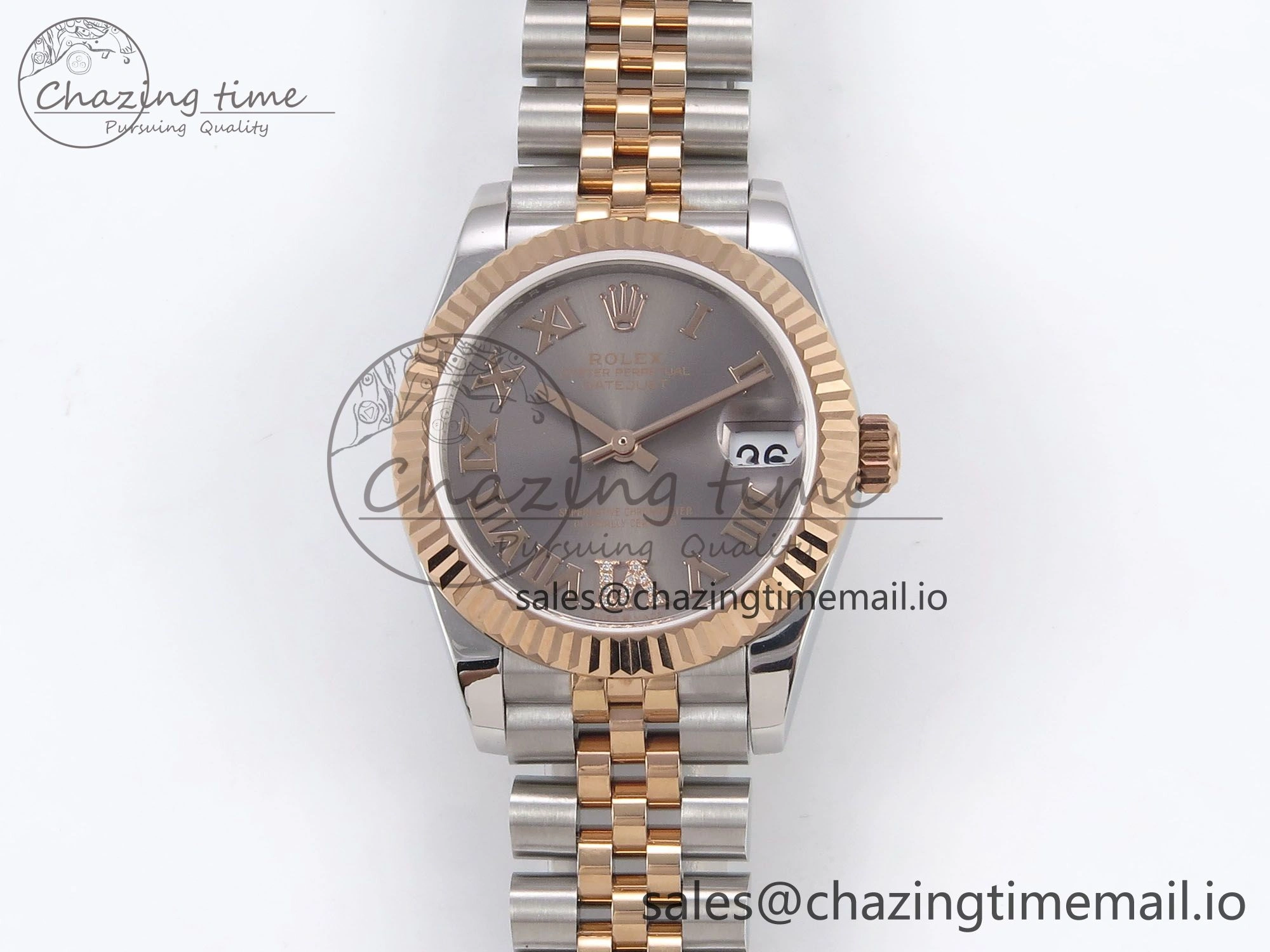DateJust 31 278271 SS RG GMF 1:1 Best Edition 904L Steel Gray Roman Diamonds Dial on Jubilee Bracelet A2824