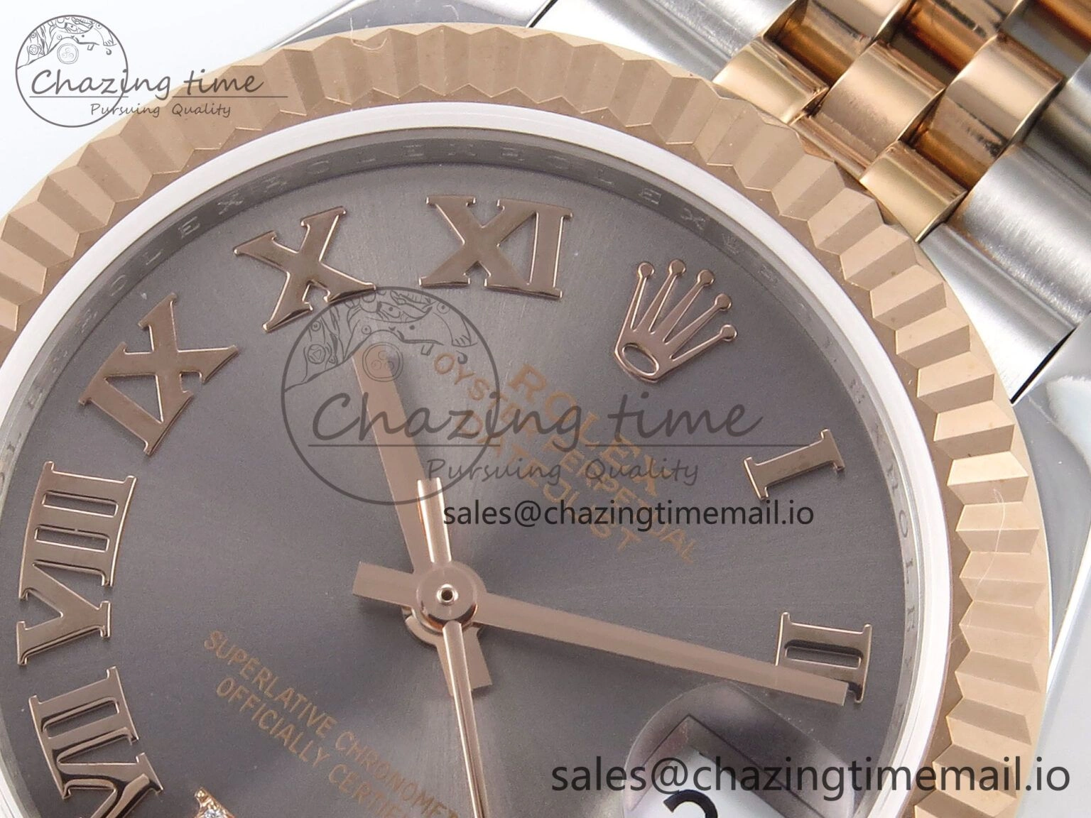 DateJust 31 278271 SS RG GMF 1:1 Best Edition 904L Steel Gray Roman Diamonds Dial on Jubilee Bracelet A2824