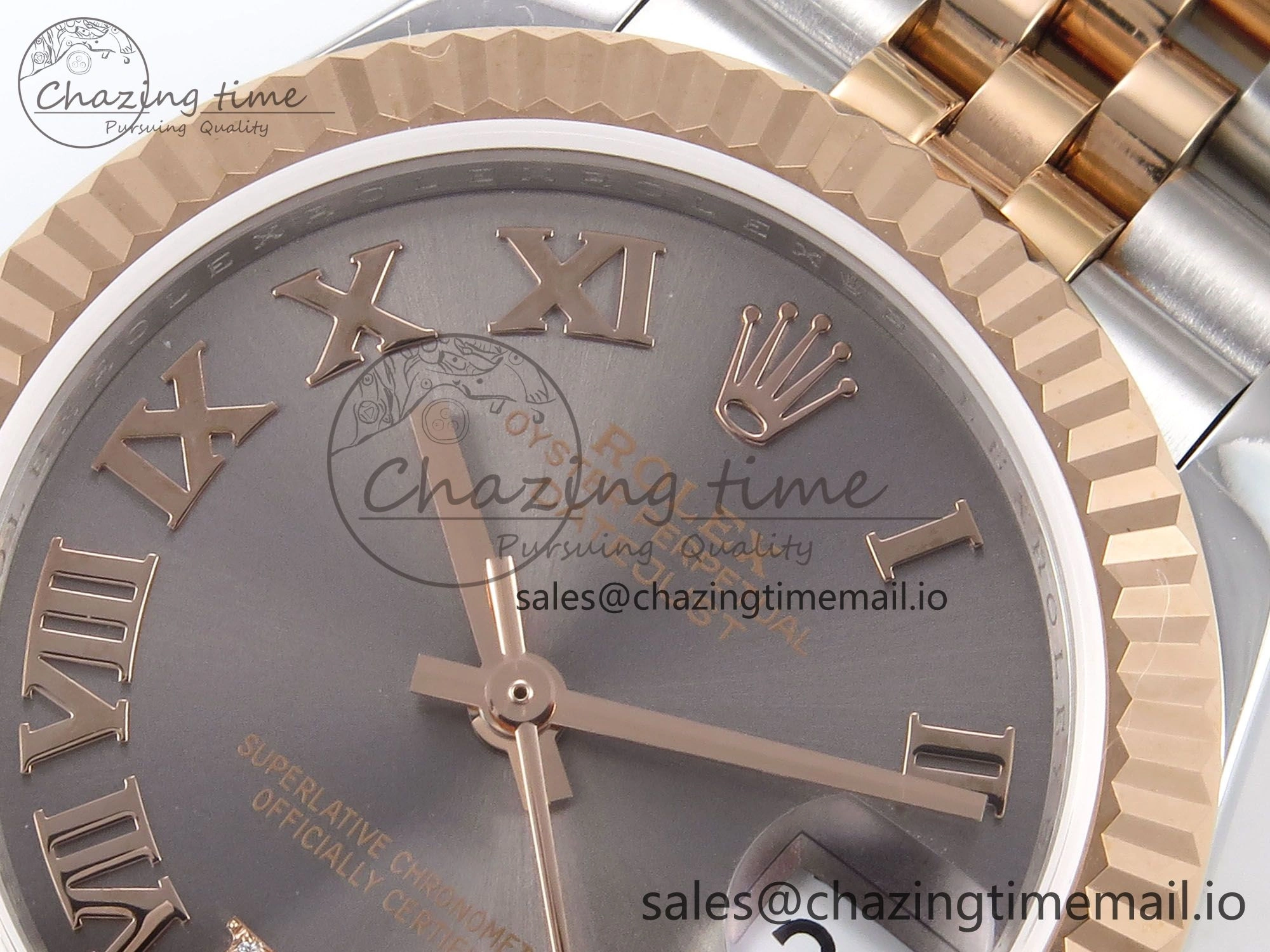 DateJust 31 278271 SS RG GMF 1:1 Best Edition 904L Steel Gray Roman Diamonds Dial on Jubilee Bracelet A2824