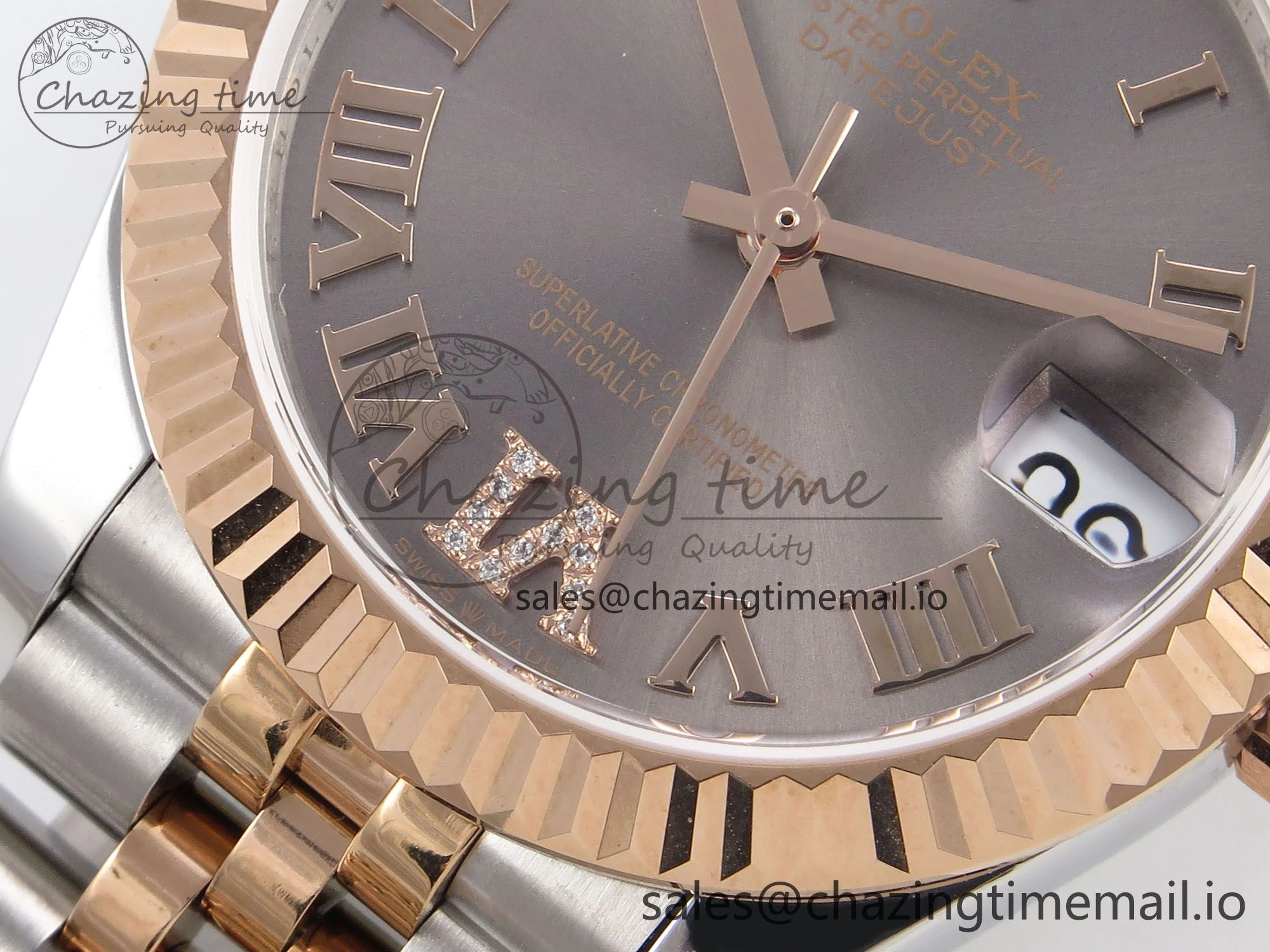 DateJust 31 278271 SS RG GMF 1:1 Best Edition 904L Steel Gray Roman Diamonds Dial on Jubilee Bracelet A2824