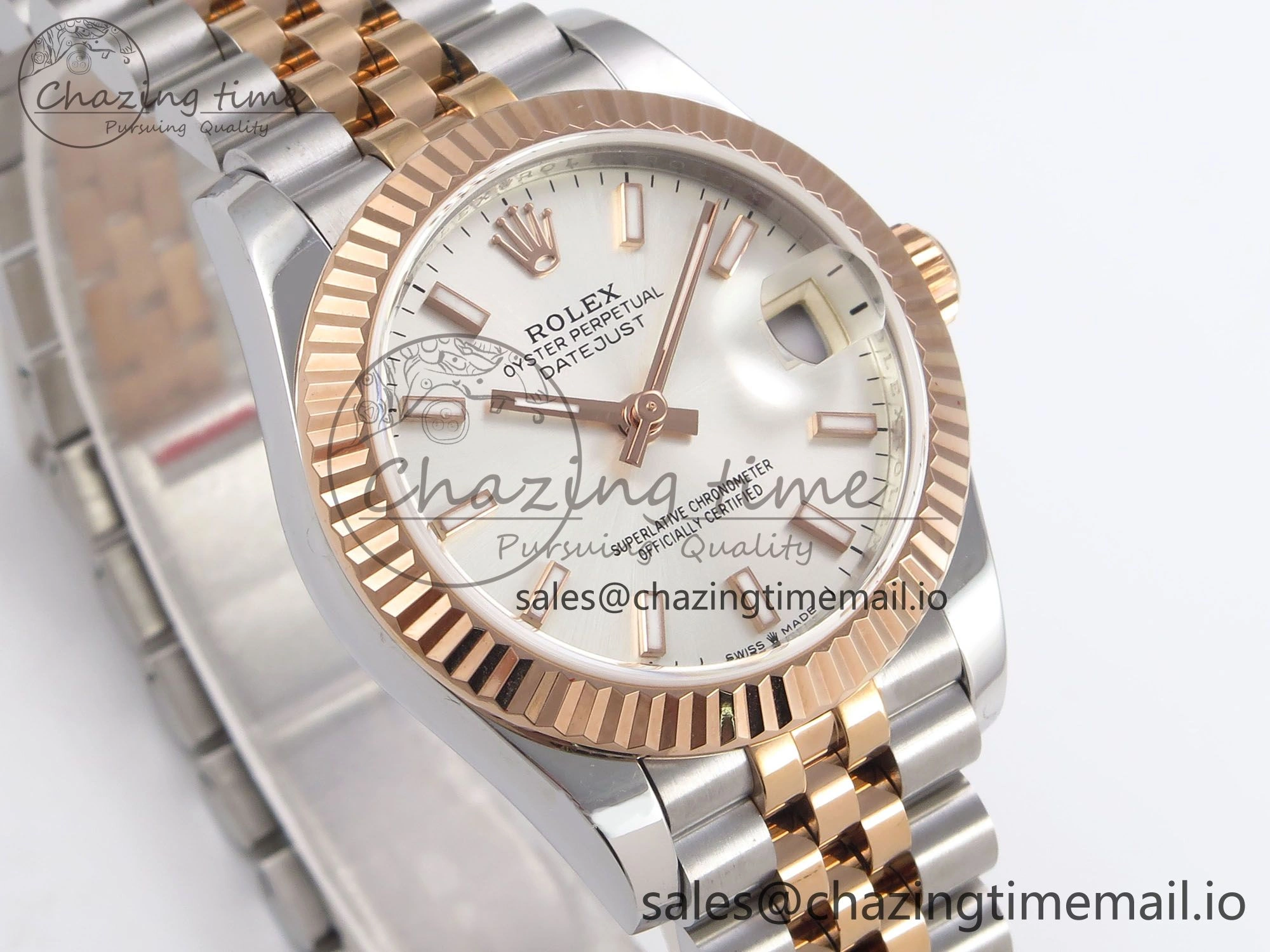 DateJust 31 278271 SS RG GMF 1:1 Best Edition 904L Steel Silver Stick Dial on Jubilee Bracelet A2824