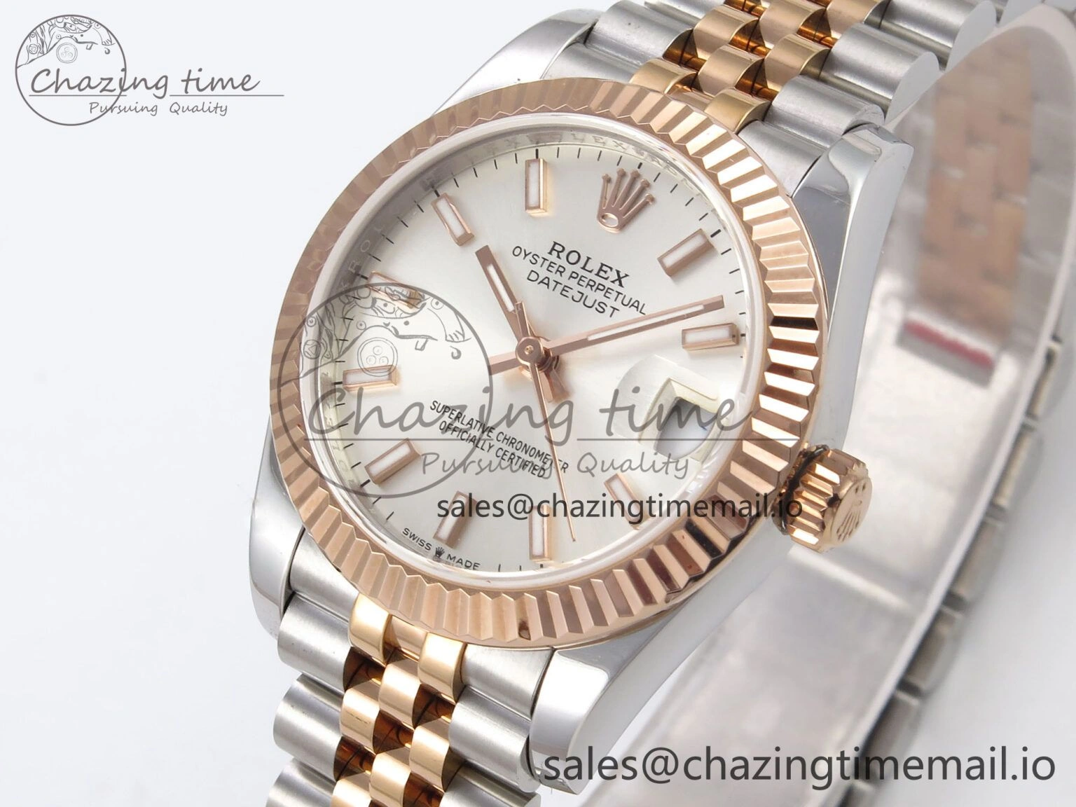 DateJust 31 278271 SS RG GMF 1:1 Best Edition 904L Steel Silver Stick Dial on Jubilee Bracelet A2824