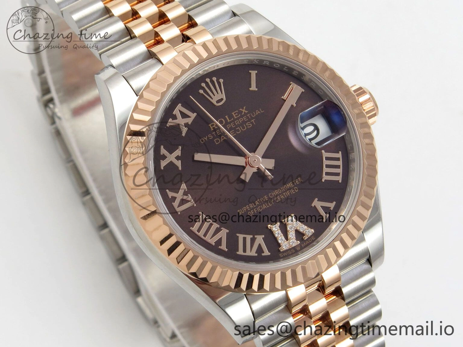 DateJust 31 278271 THBF 1:1 Best Edition 904L Steel Brown Roman Diamonds Dial on SS RG Jubilee Bracelet HZ Cal.2236