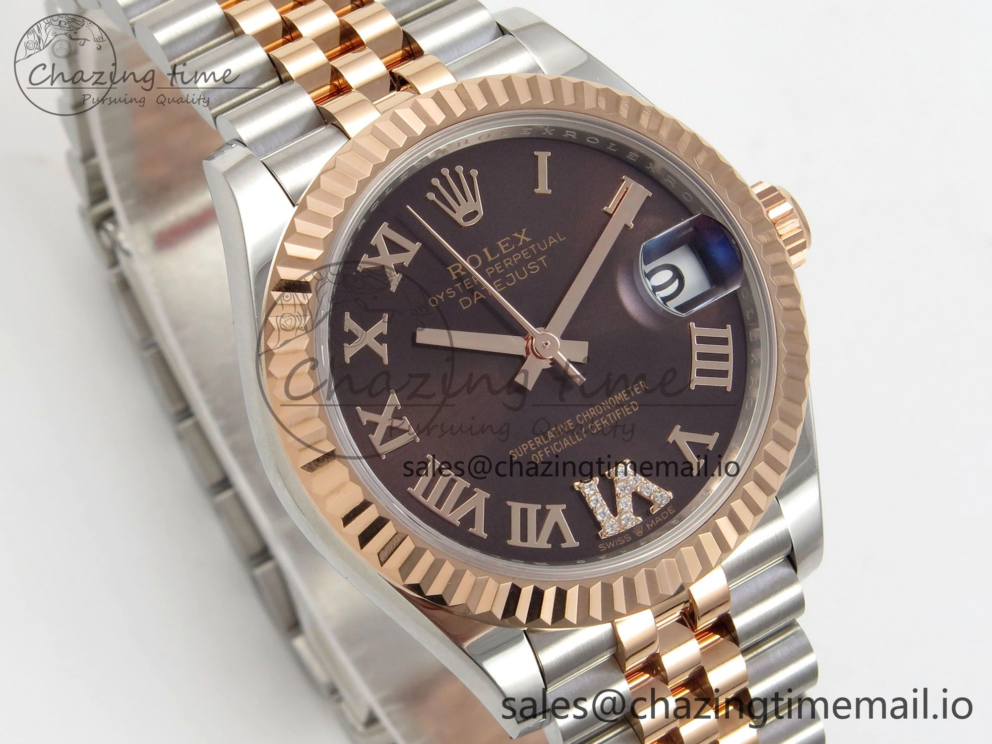 DateJust 31 278271 THBF 1:1 Best Edition 904L Steel Brown Roman Diamonds Dial on SS RG Jubilee Bracelet HZ Cal.2236
