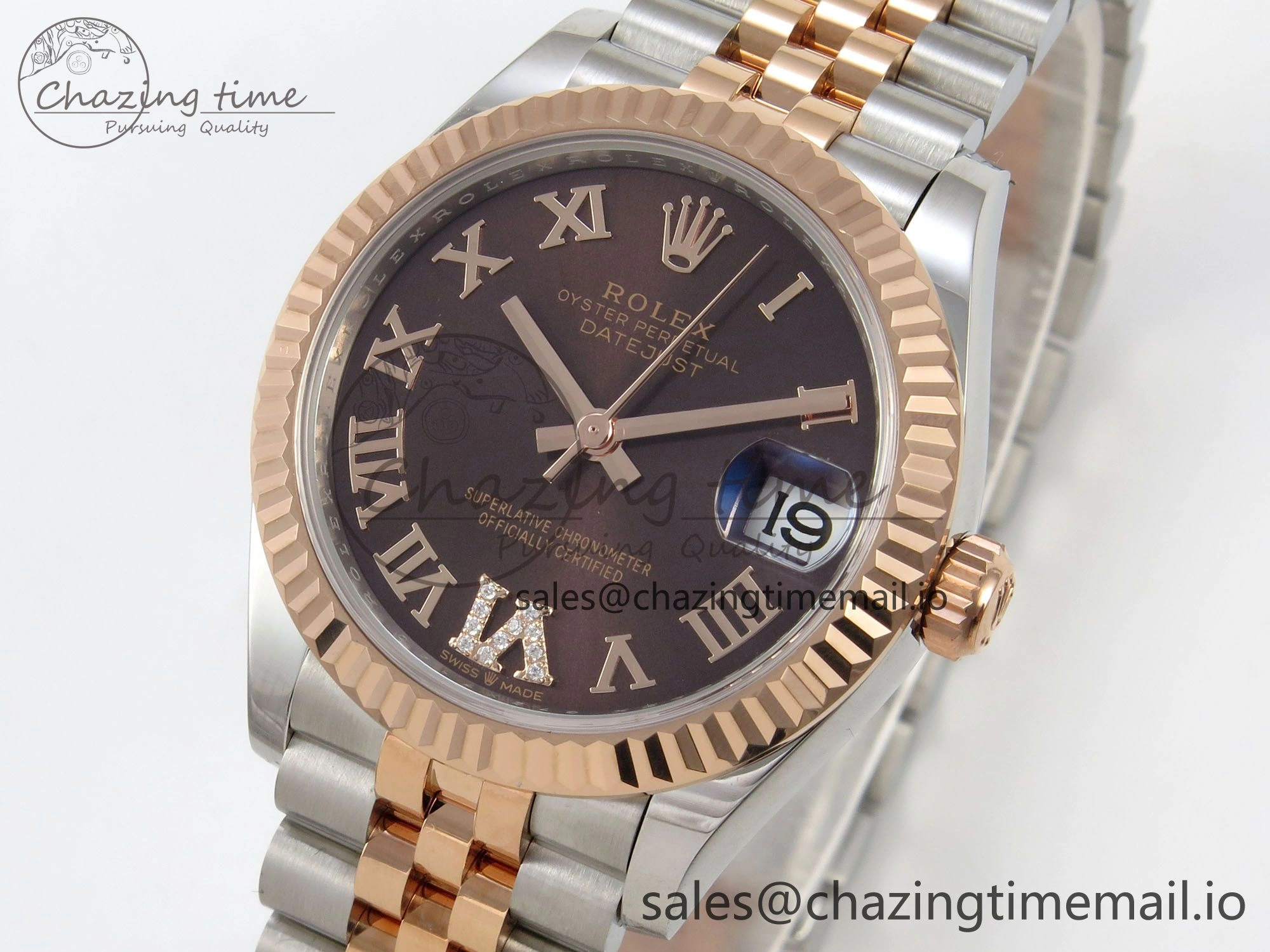 DateJust 31 278271 THBF 1:1 Best Edition 904L Steel Brown Roman Diamonds Dial on SS RG Jubilee Bracelet HZ Cal.2236