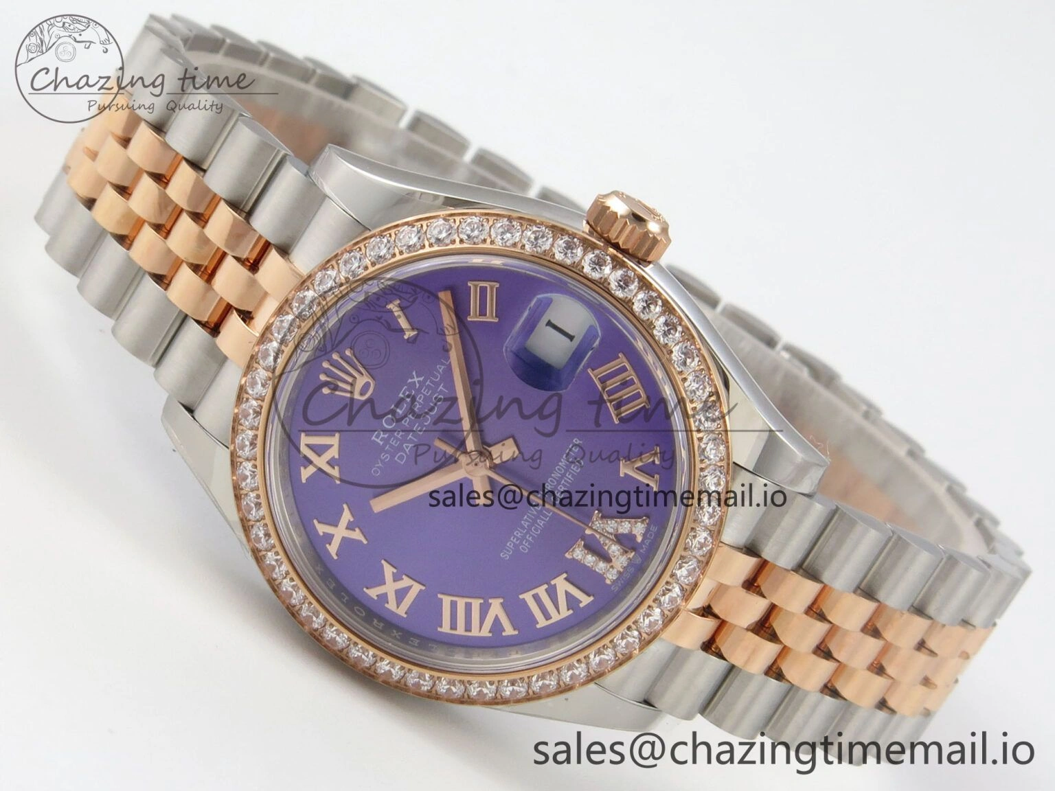 DateJust 31 278271 THBF 1:1 Best Edition 904L Steel Purple Roman Dial Diamonds Bezel on SS RG Jubilee Bracelet HZ Cal.2236