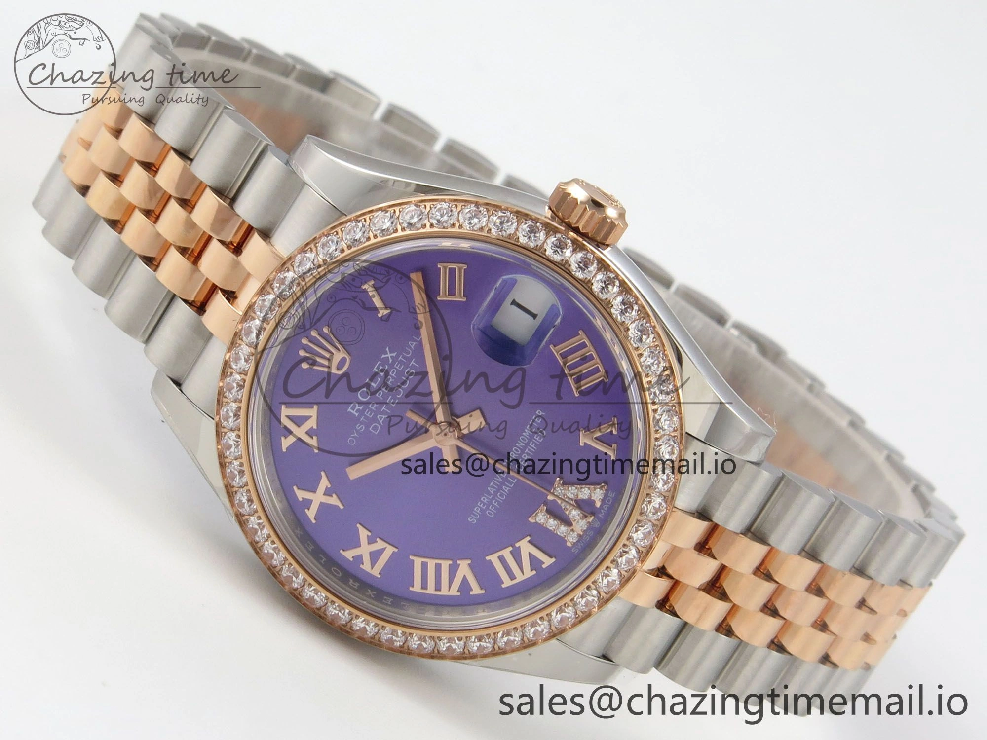 DateJust 31 278271 THBF 1:1 Best Edition 904L Steel Purple Roman Dial Diamonds Bezel on SS RG Jubilee Bracelet HZ Cal.2236
