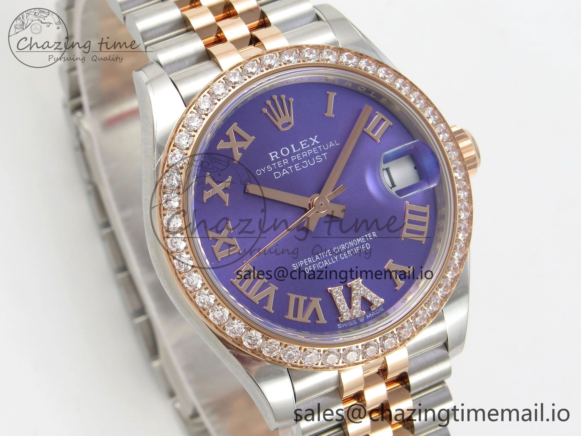 DateJust 31 278271 THBF 1:1 Best Edition 904L Steel Purple Roman Dial Diamonds Bezel on SS RG Jubilee Bracelet HZ Cal.2236