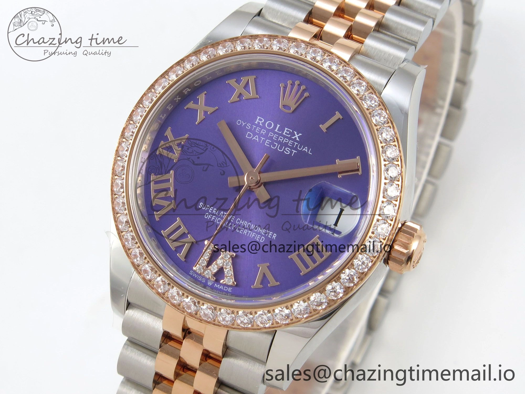 DateJust 31 278271 THBF 1:1 Best Edition 904L Steel Purple Roman Dial Diamonds Bezel on SS RG Jubilee Bracelet HZ Cal.2236