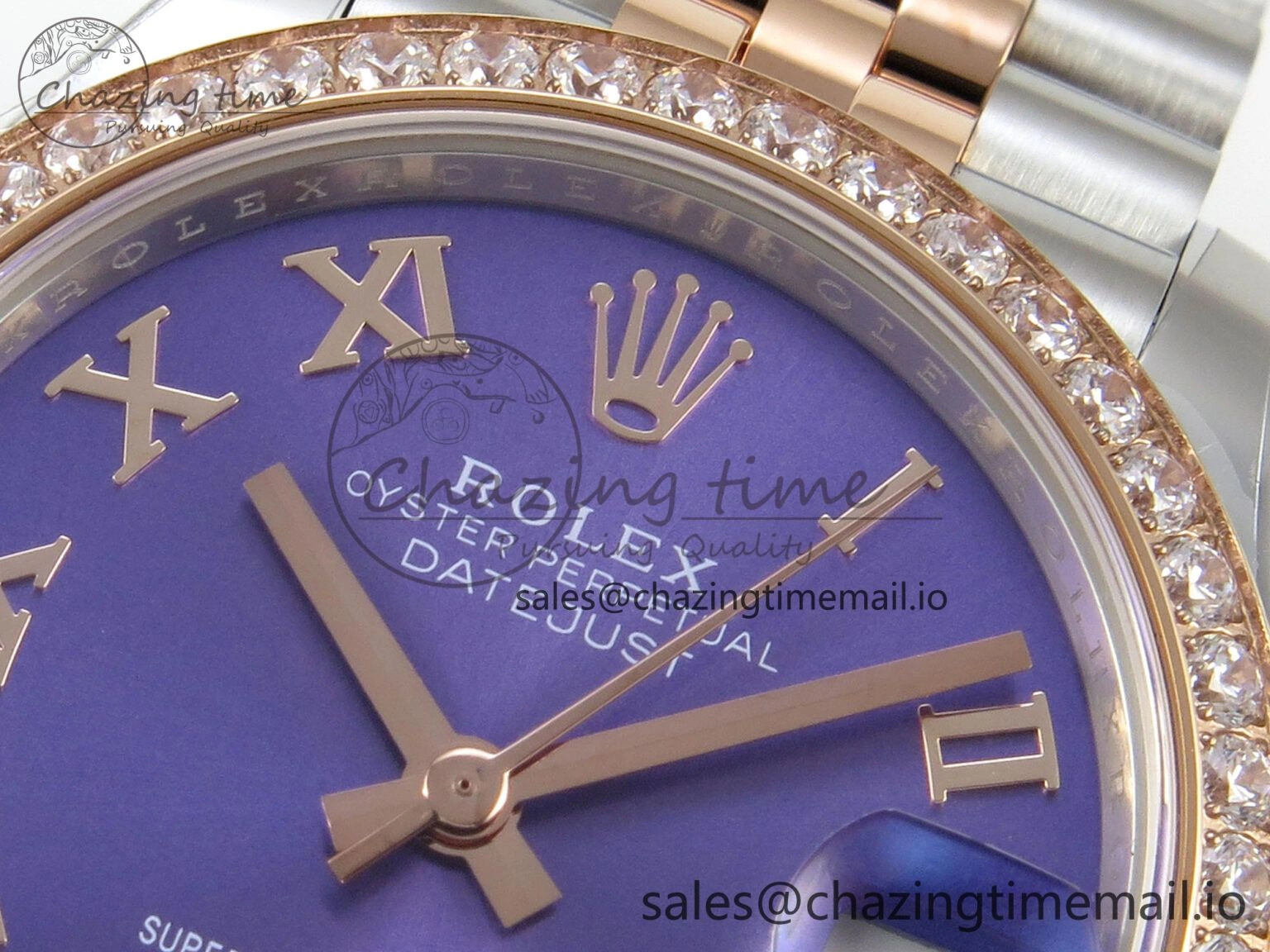 DateJust 31 278271 THBF 1:1 Best Edition 904L Steel Purple Roman Dial Diamonds Bezel on SS RG Jubilee Bracelet HZ Cal.2236