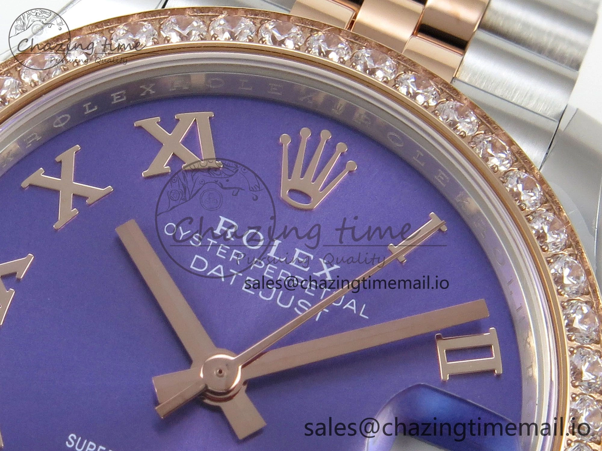 DateJust 31 278271 THBF 1:1 Best Edition 904L Steel Purple Roman Dial Diamonds Bezel on SS RG Jubilee Bracelet HZ Cal.2236