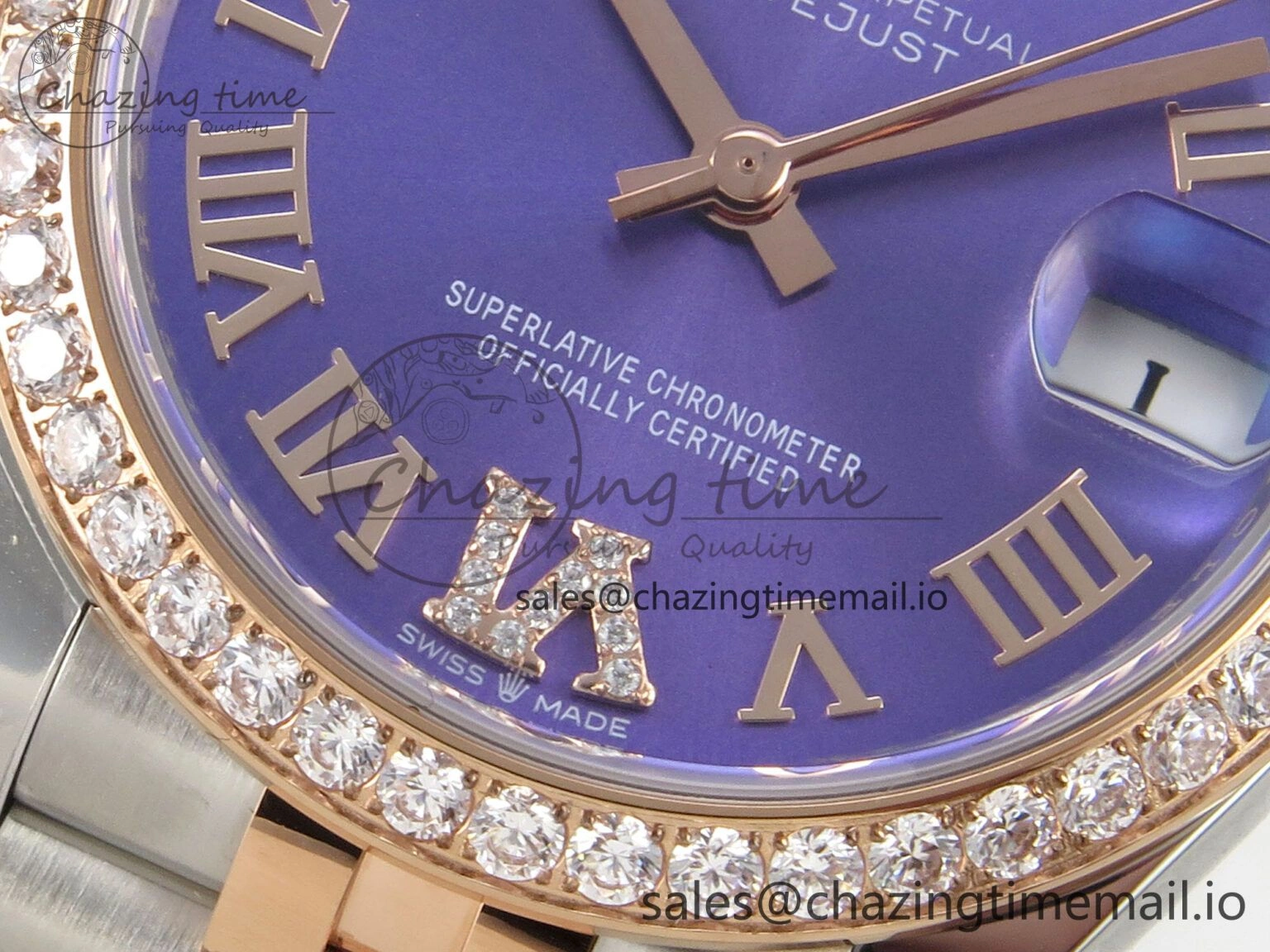 DateJust 31 278271 THBF 1:1 Best Edition 904L Steel Purple Roman Dial Diamonds Bezel on SS RG Jubilee Bracelet HZ Cal.2236