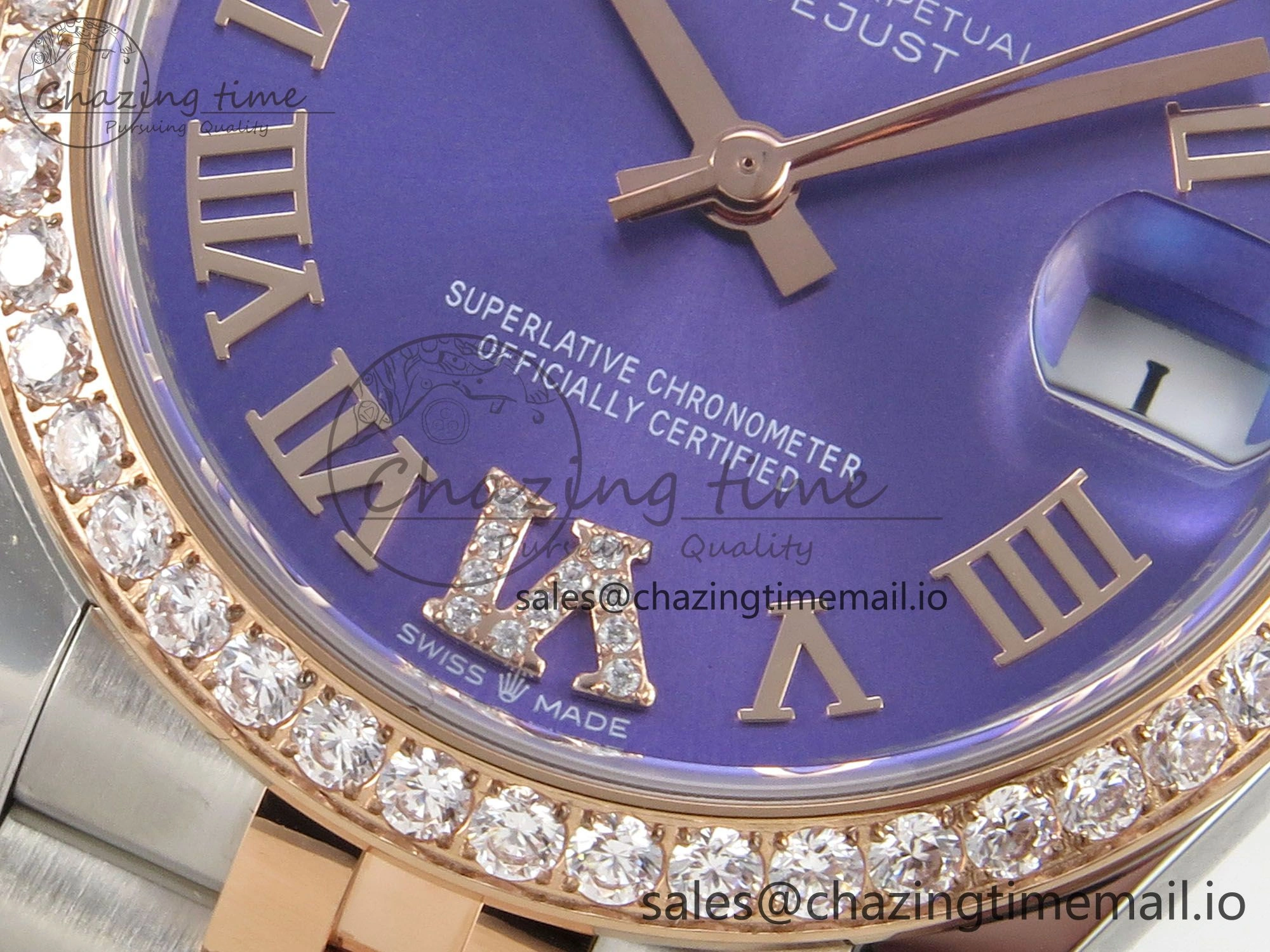 DateJust 31 278271 THBF 1:1 Best Edition 904L Steel Purple Roman Dial Diamonds Bezel on SS RG Jubilee Bracelet HZ Cal.2236