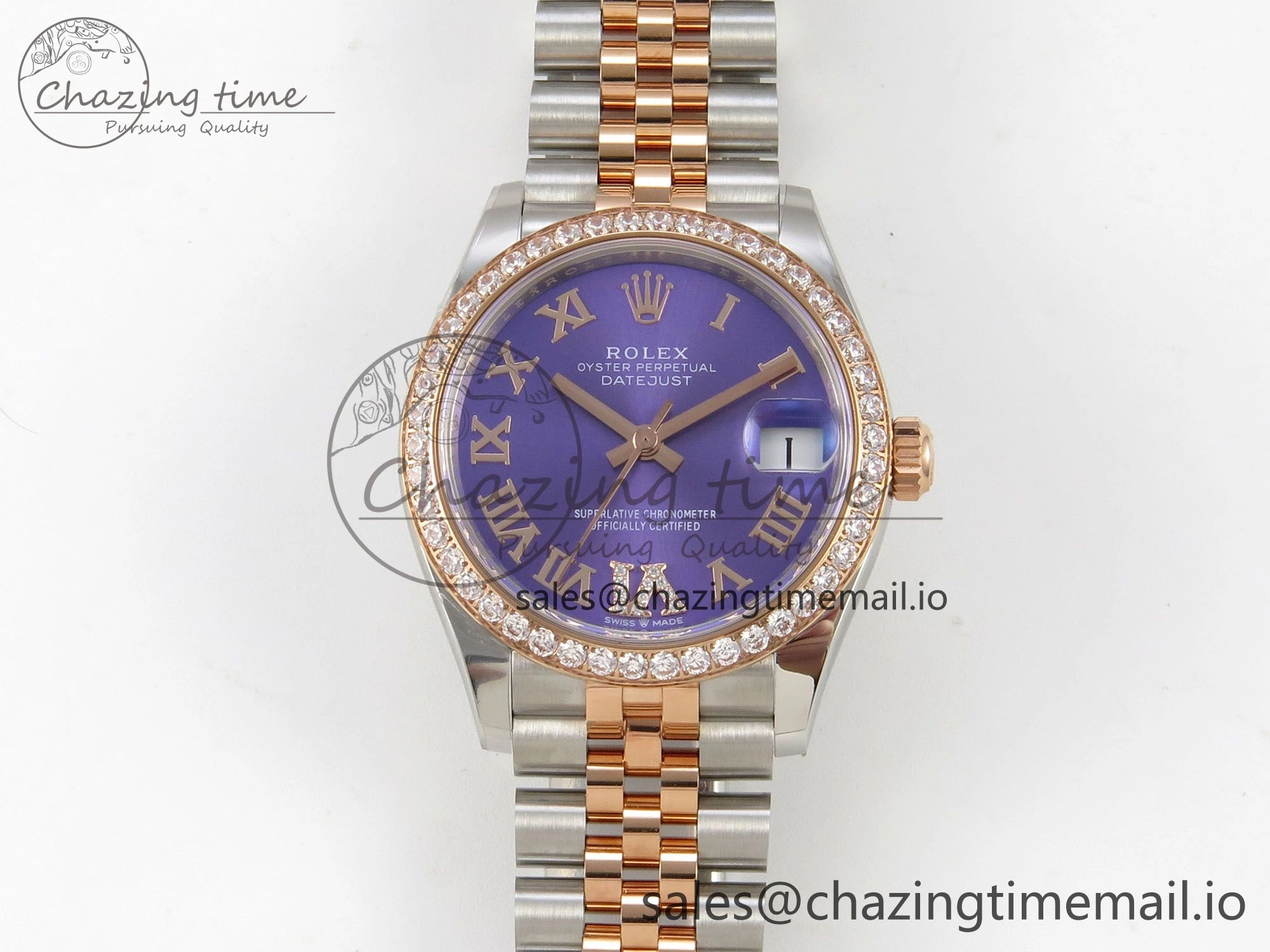 DateJust 31 278271 THBF 1:1 Best Edition 904L Steel Purple Roman Dial Diamonds Bezel on SS RG Jubilee Bracelet HZ Cal.2236