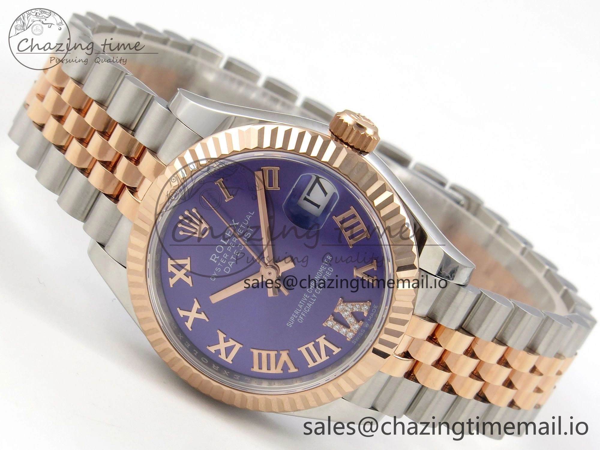DateJust 31 278271 THBF 1:1 Best Edition 904L Steel Purple Roman Diamonds Dial on SS RG Jubilee Bracelet HZ Cal.2236