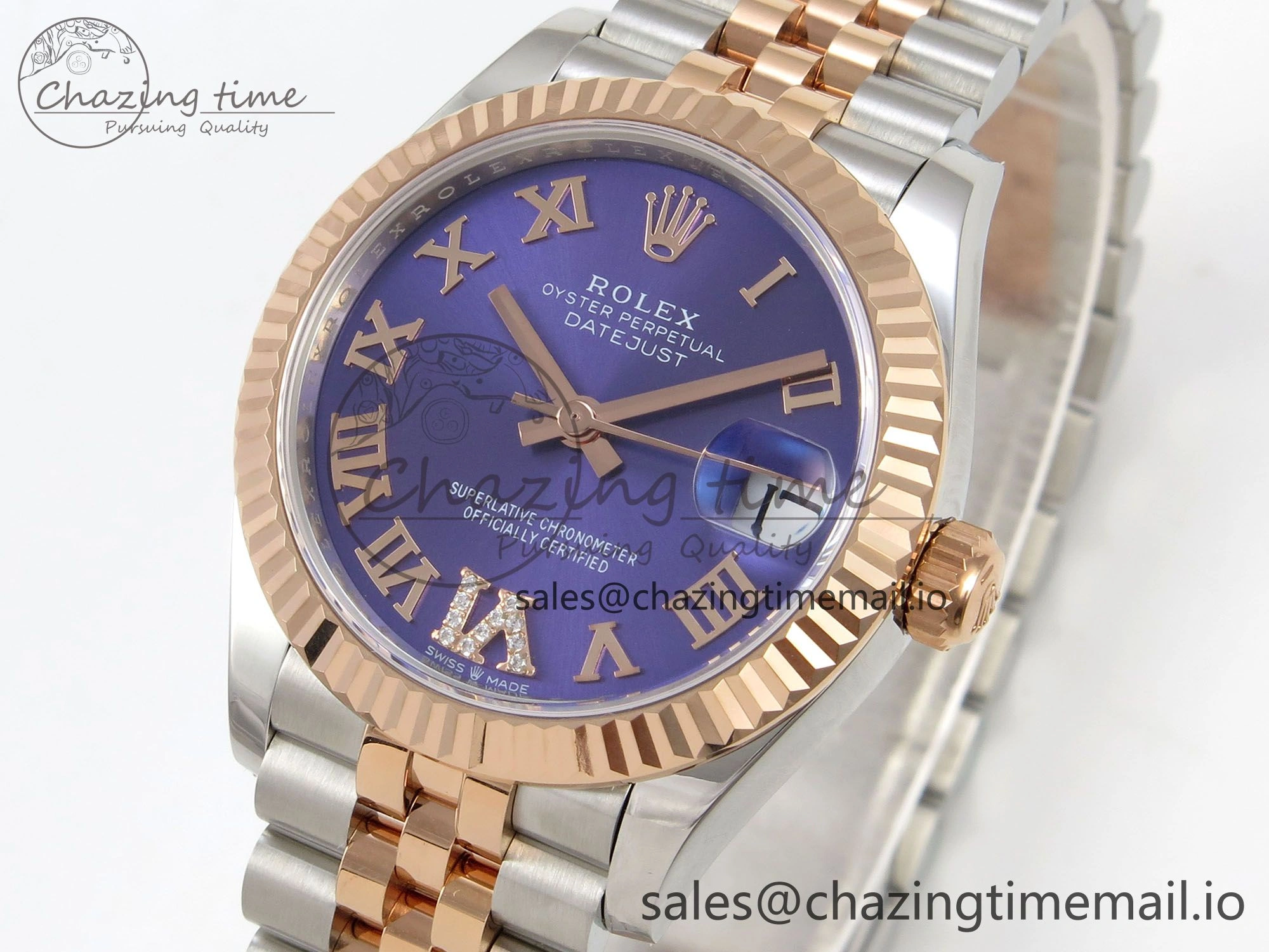 DateJust 31 278271 THBF 1:1 Best Edition 904L Steel Purple Roman Diamonds Dial on SS RG Jubilee Bracelet HZ Cal.2236
