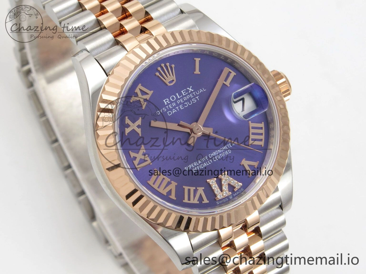 DateJust 31 278271 THBF 1:1 Best Edition 904L Steel Purple Roman Diamonds Dial on SS RG Jubilee Bracelet HZ Cal.2236