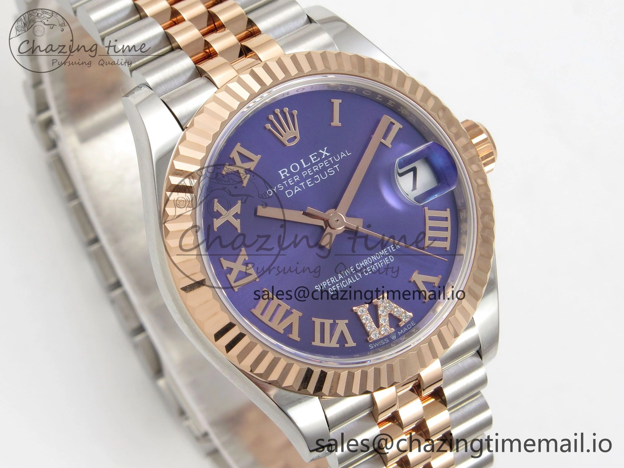 DateJust 31 278271 THBF 1:1 Best Edition 904L Steel Purple Roman Diamonds Dial on SS RG Jubilee Bracelet HZ Cal.2236