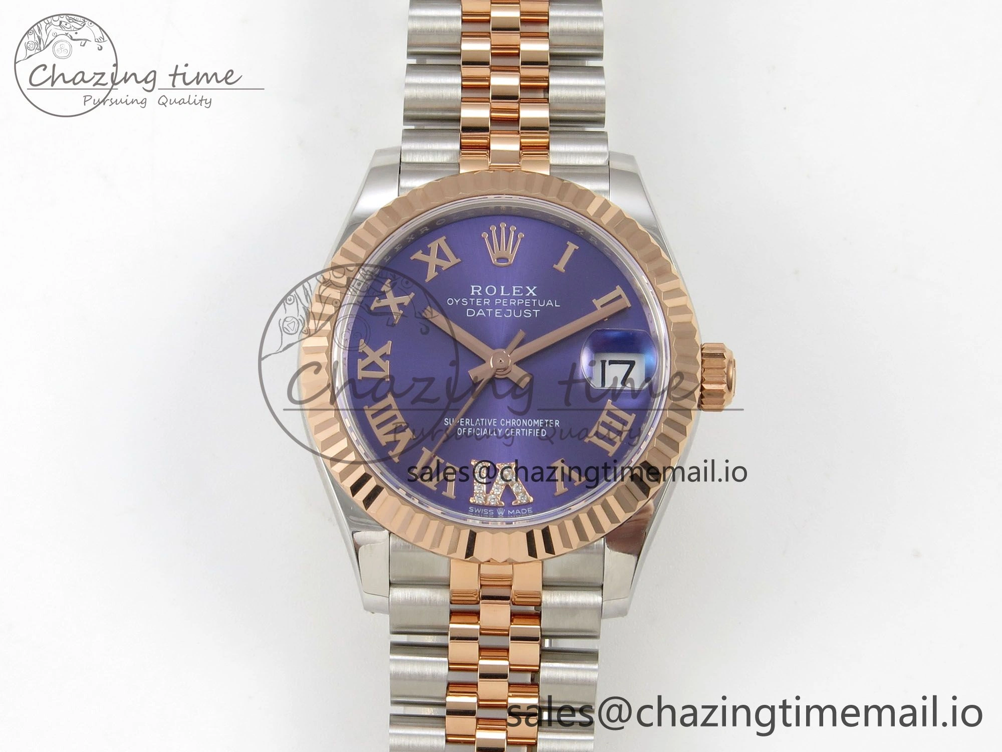 DateJust 31 278271 THBF 1:1 Best Edition 904L Steel Purple Roman Diamonds Dial on SS RG Jubilee Bracelet HZ Cal.2236