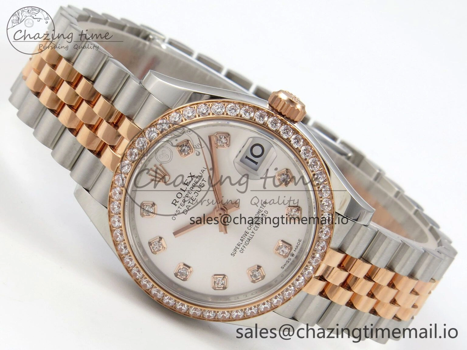 DateJust 31 278271 THBF 1:1 Best Edition 904L Steel White Diamonds Dial Diamonds Bezel on SS RG Jubilee Bracelet HZ Cal.2236