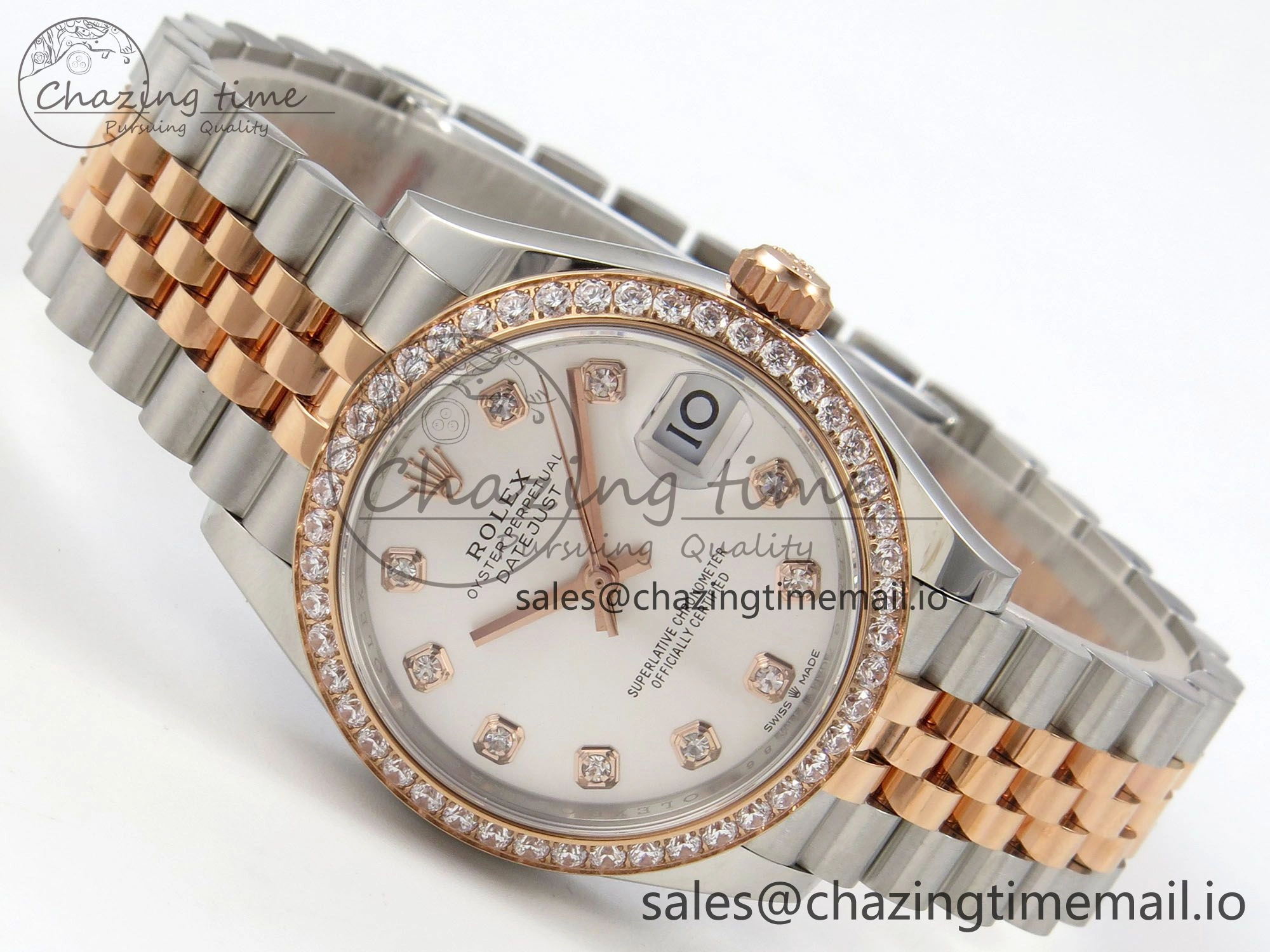 DateJust 31 278271 THBF 1:1 Best Edition 904L Steel White Diamonds Dial Diamonds Bezel on SS RG Jubilee Bracelet HZ Cal.2236