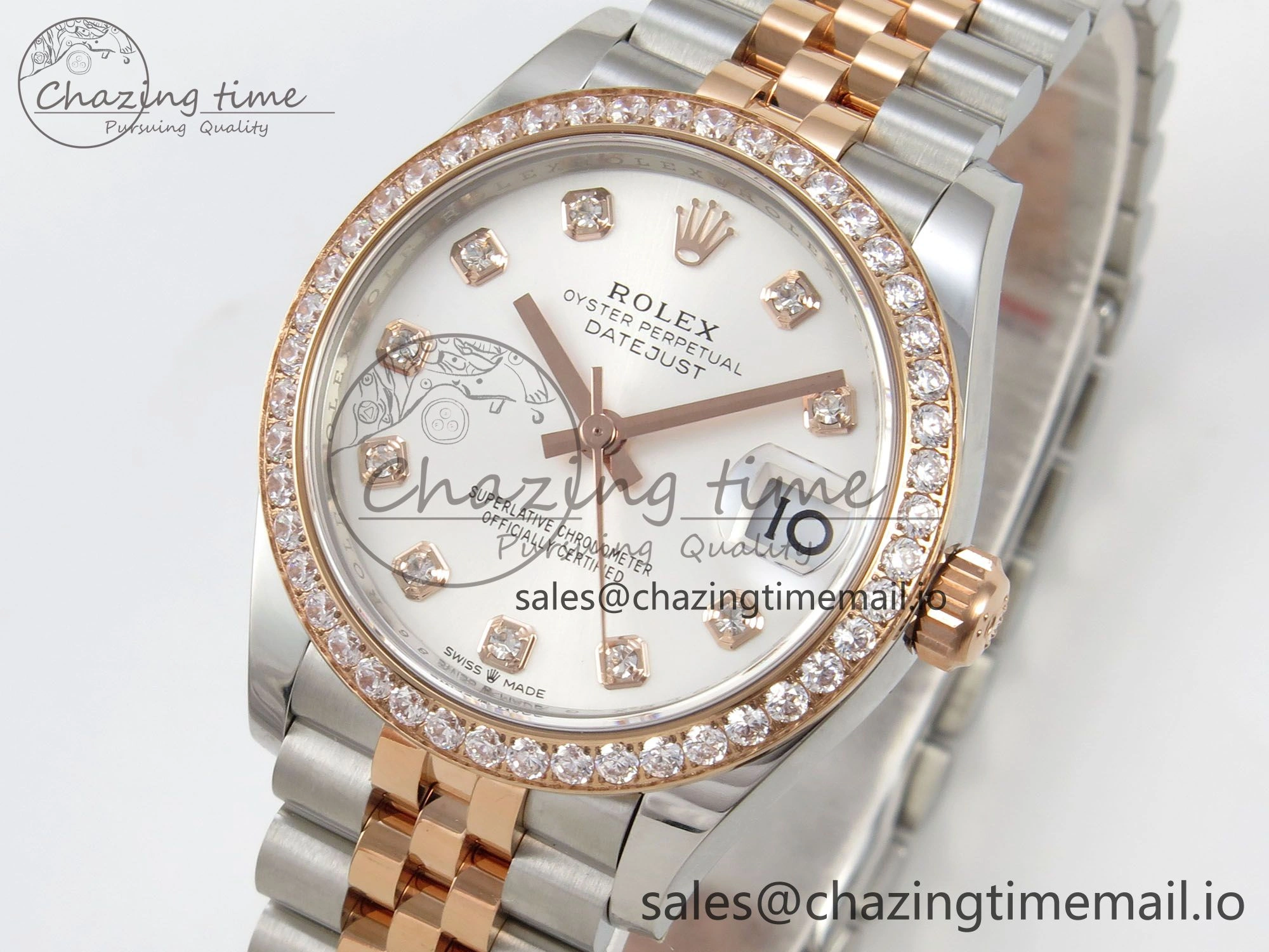 DateJust 31 278271 THBF 1:1 Best Edition 904L Steel White Diamonds Dial Diamonds Bezel on SS RG Jubilee Bracelet HZ Cal.2236