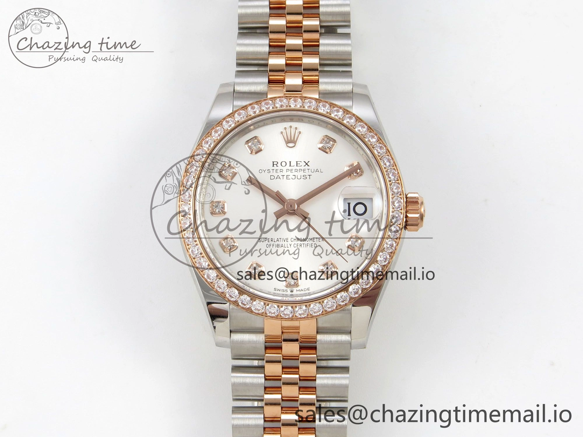 DateJust 31 278271 THBF 1:1 Best Edition 904L Steel White Diamonds Dial Diamonds Bezel on SS RG Jubilee Bracelet HZ Cal.2236