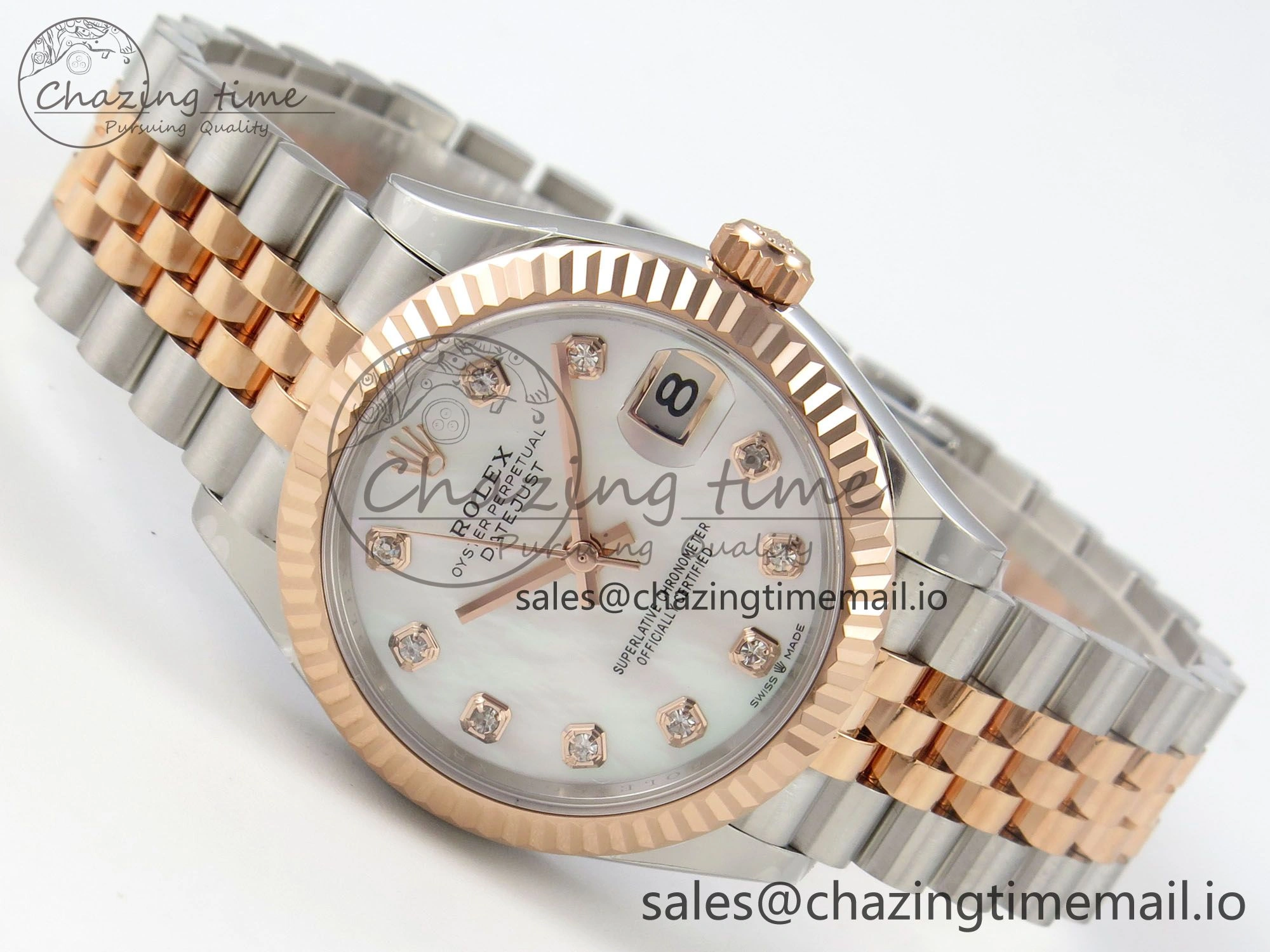 DateJust 31 278271 THBF 1:1 Best Edition 904L Steel White Diamonds Dial on SS RG Jubilee Bracelet HZ Cal.2236