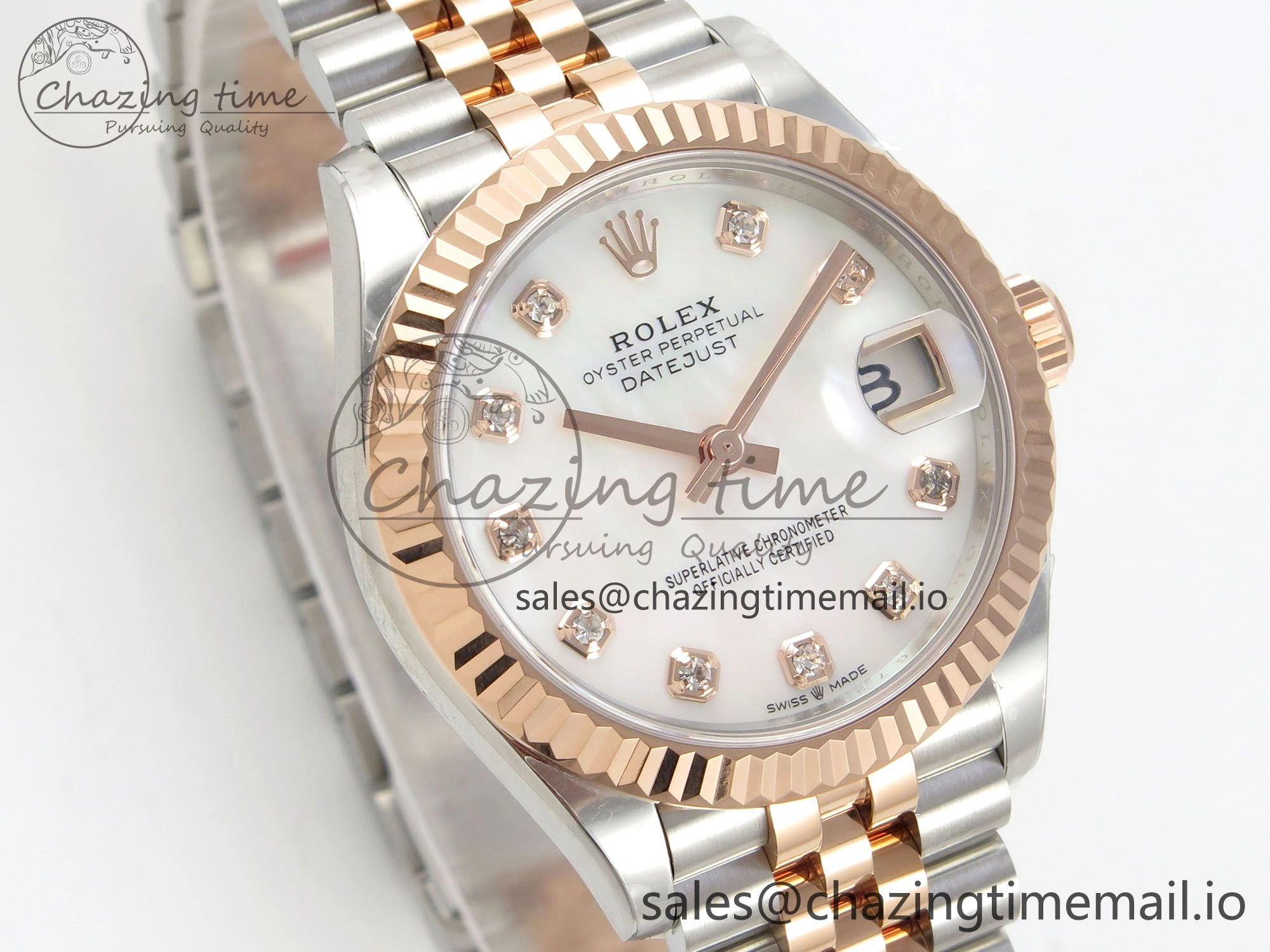 DateJust 31 278271 THBF 1:1 Best Edition 904L Steel White Diamonds Dial on SS RG Jubilee Bracelet HZ Cal.2236