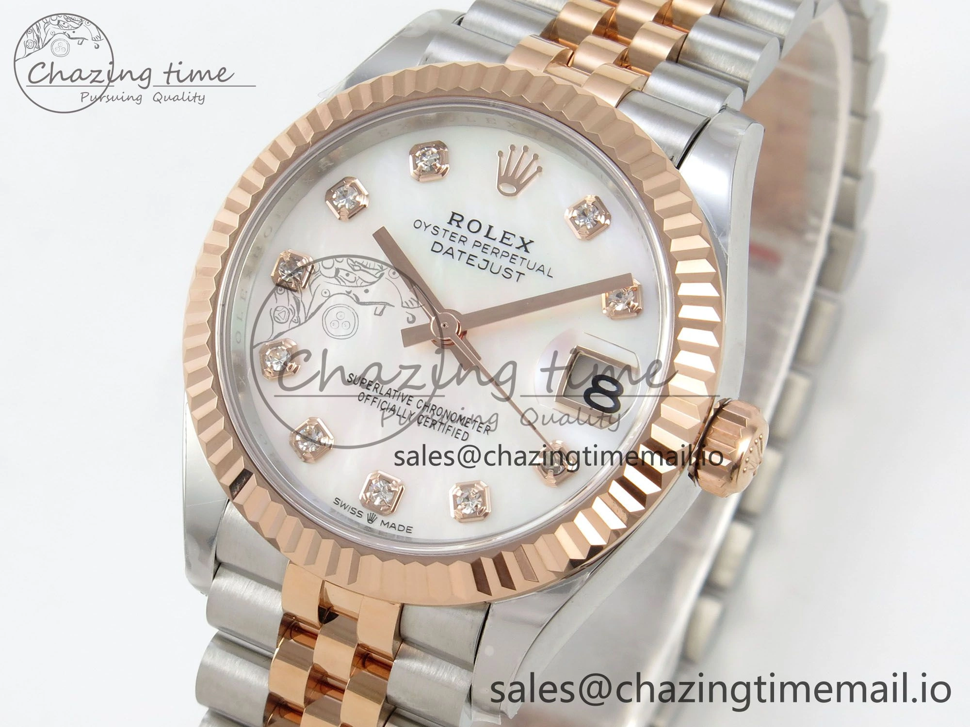 DateJust 31 278271 THBF 1:1 Best Edition 904L Steel White Diamonds Dial on SS RG Jubilee Bracelet HZ Cal.2236