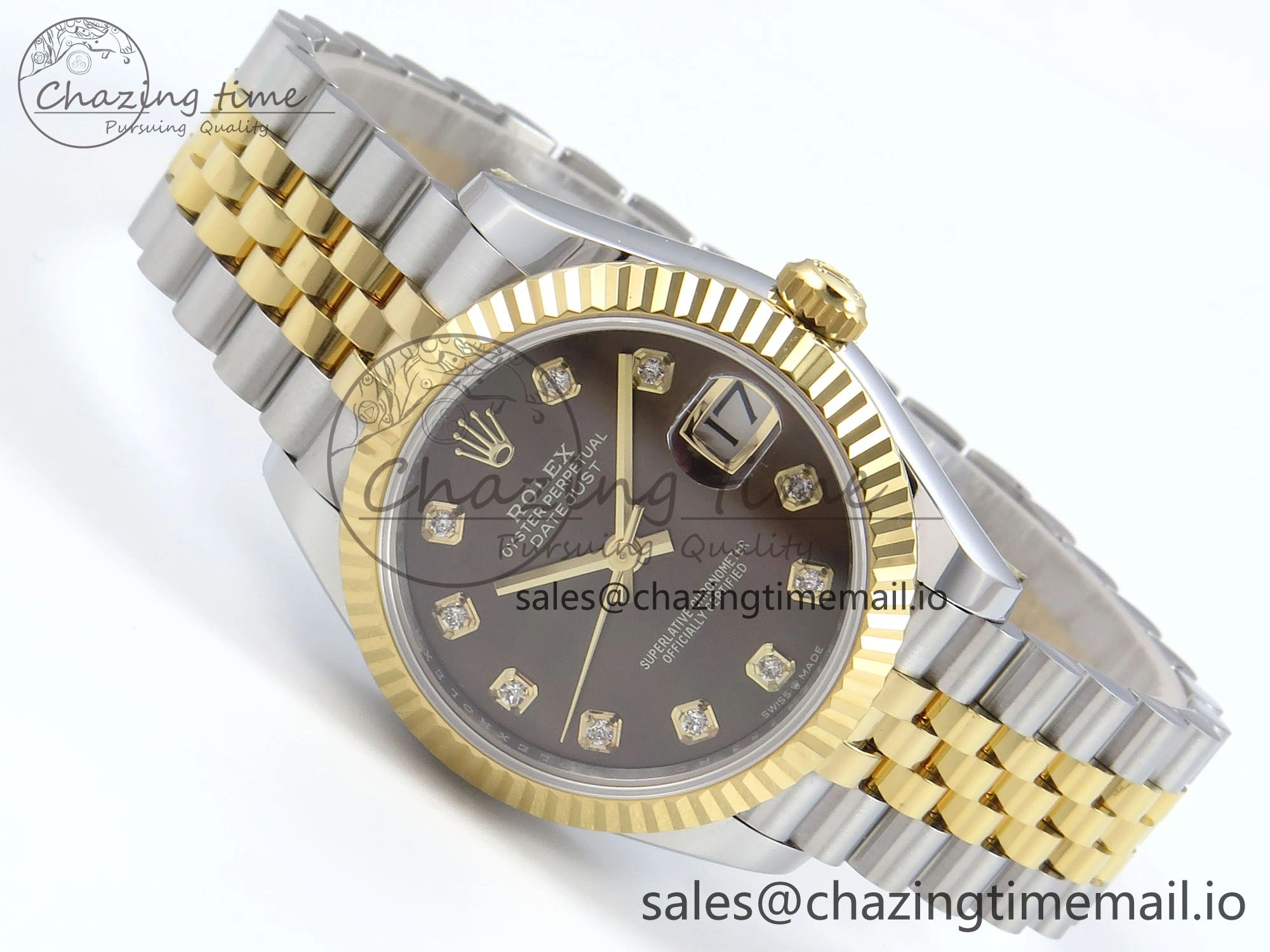 DateJust 31 278273 ARF 1:1 Best Edition 904L Steel Brown Diamonds Dial on SS YG Jubilee Bracelet ETA 2688
