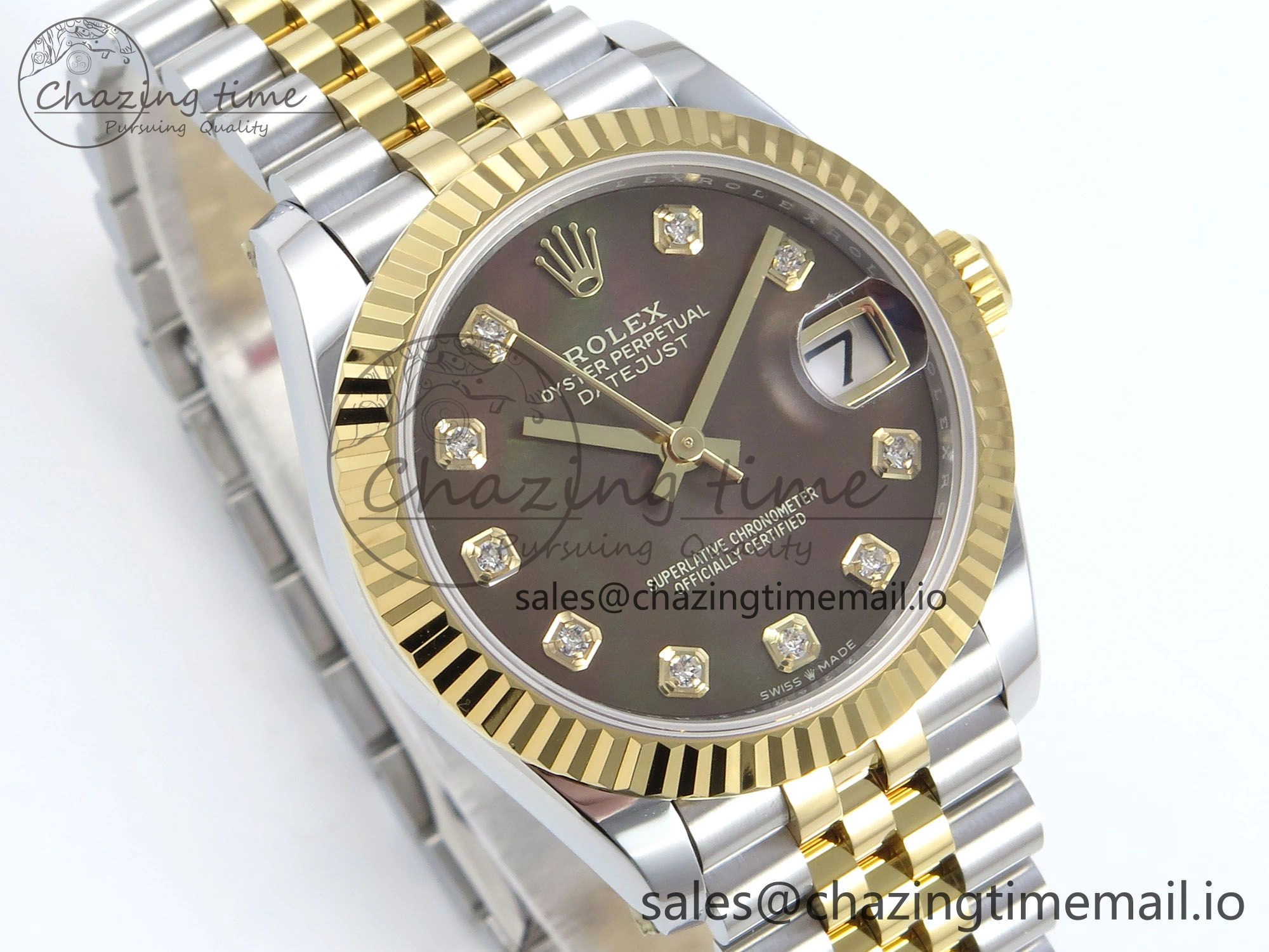 DateJust 31 278273 ARF 1:1 Best Edition 904L Steel Brown Diamonds Dial on SS YG Jubilee Bracelet ETA 2688