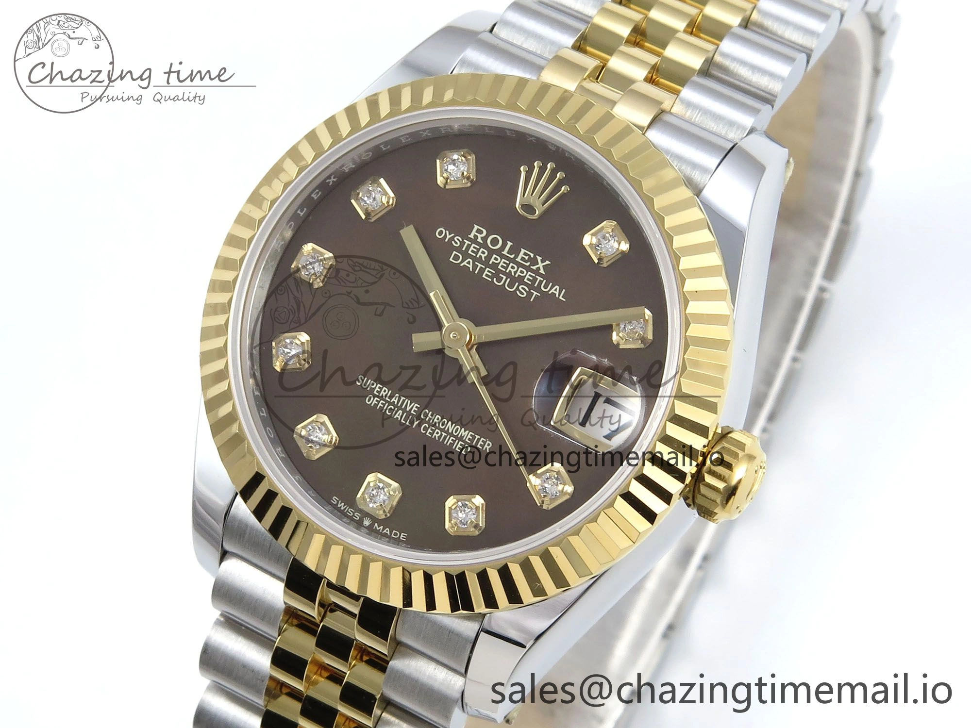 DateJust 31 278273 ARF 1:1 Best Edition 904L Steel Brown Diamonds Dial on SS YG Jubilee Bracelet ETA 2688